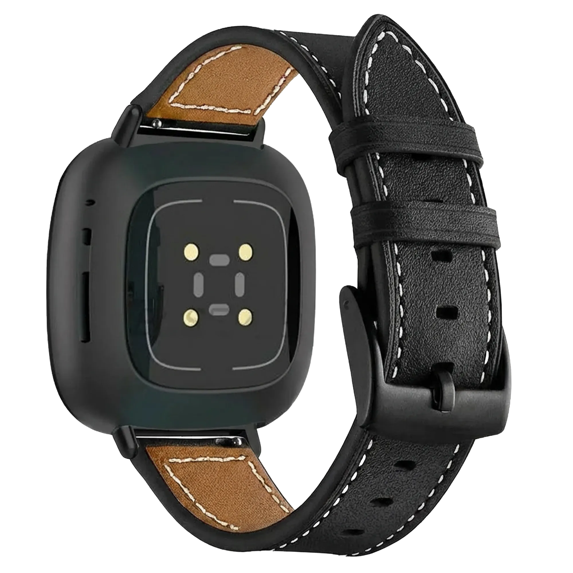 Bracelet cuir Fitbit Versa 4 (noir)