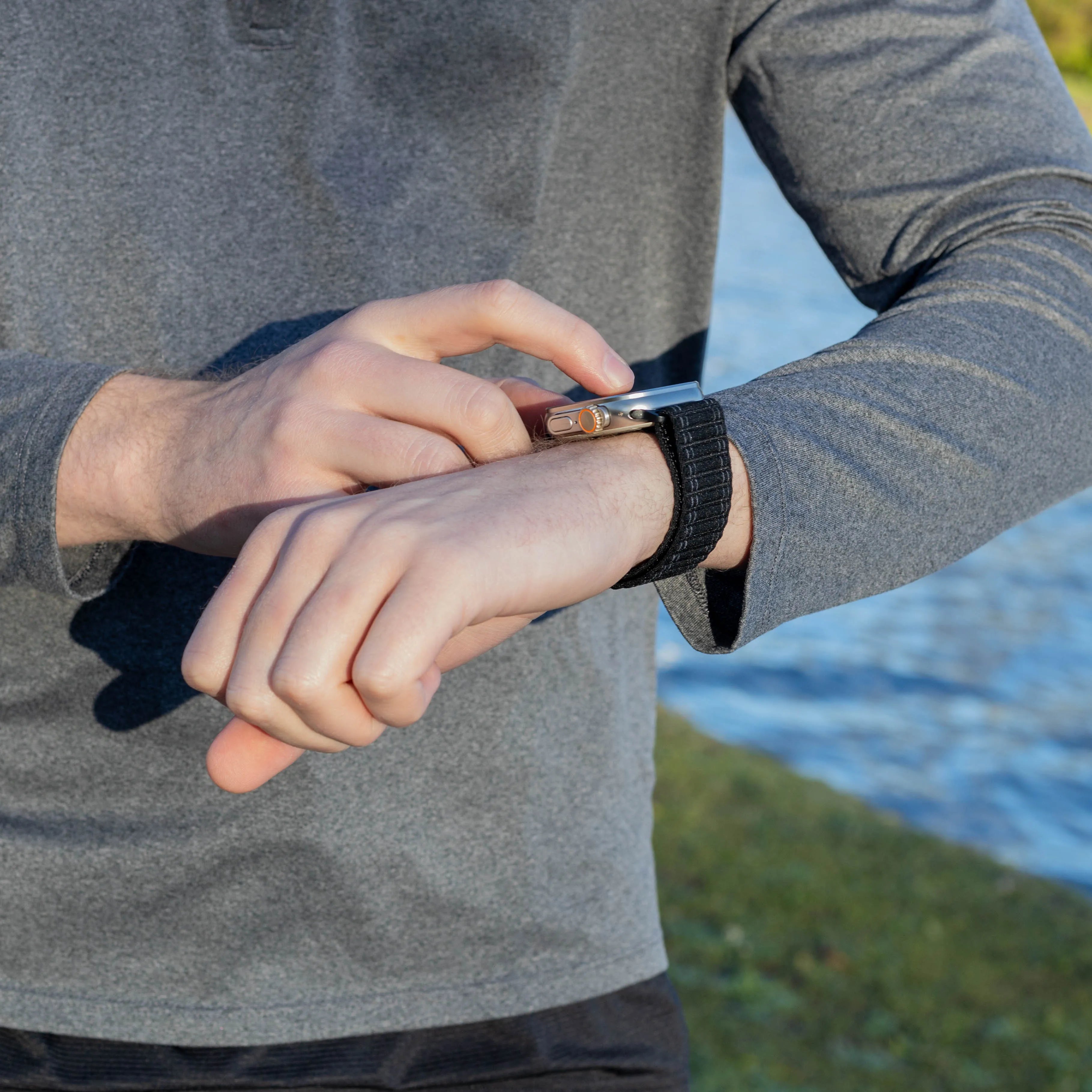 Bandz Bracelet nylon 'Deluxe' avec P-buckle Apple Watch (noir)