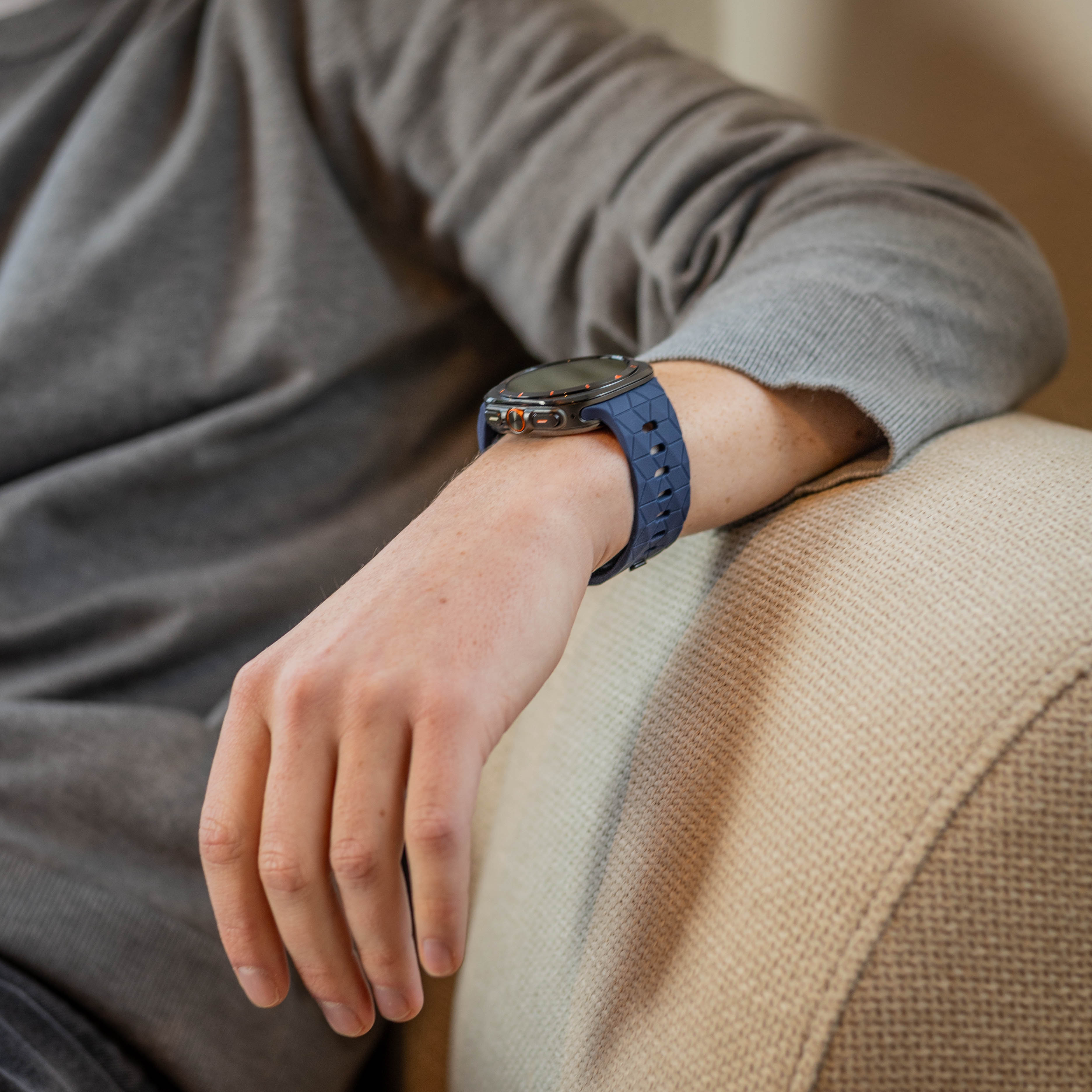Bracelet silicone 'Hexagone' Samsung Galaxy Watch Ultra 2 (bleu foncé)