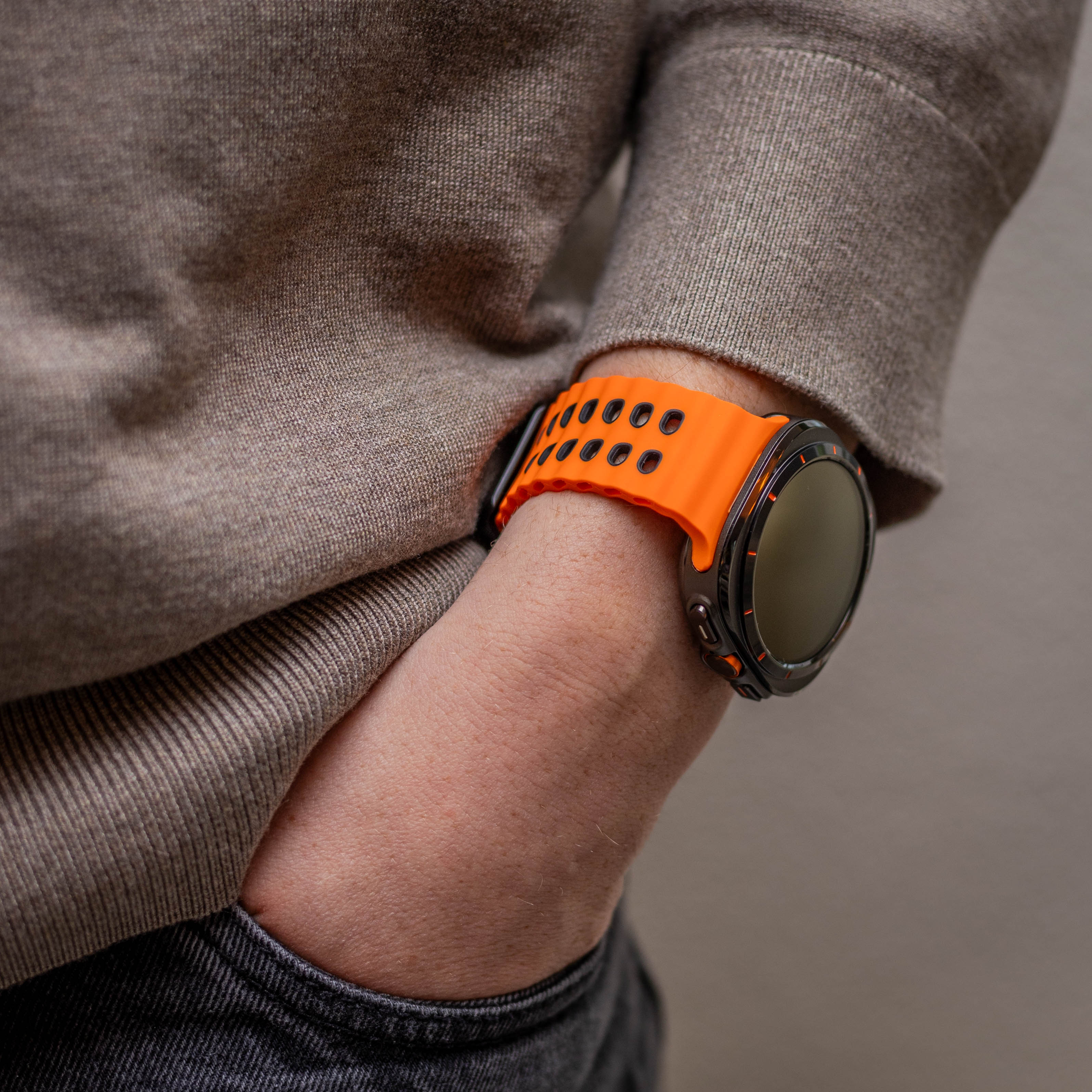 Samsung Galaxy Watch Ultra Wave Silicone Strap (Orange/Black)