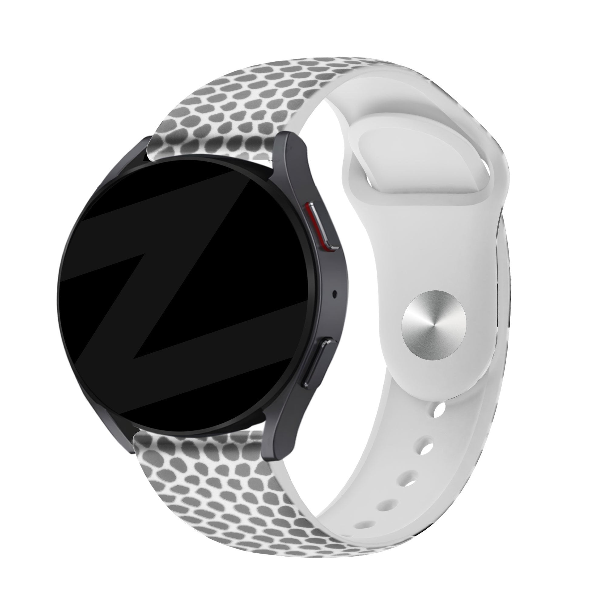 Silicone Patterned Strap, on a watch, 3/4 front view