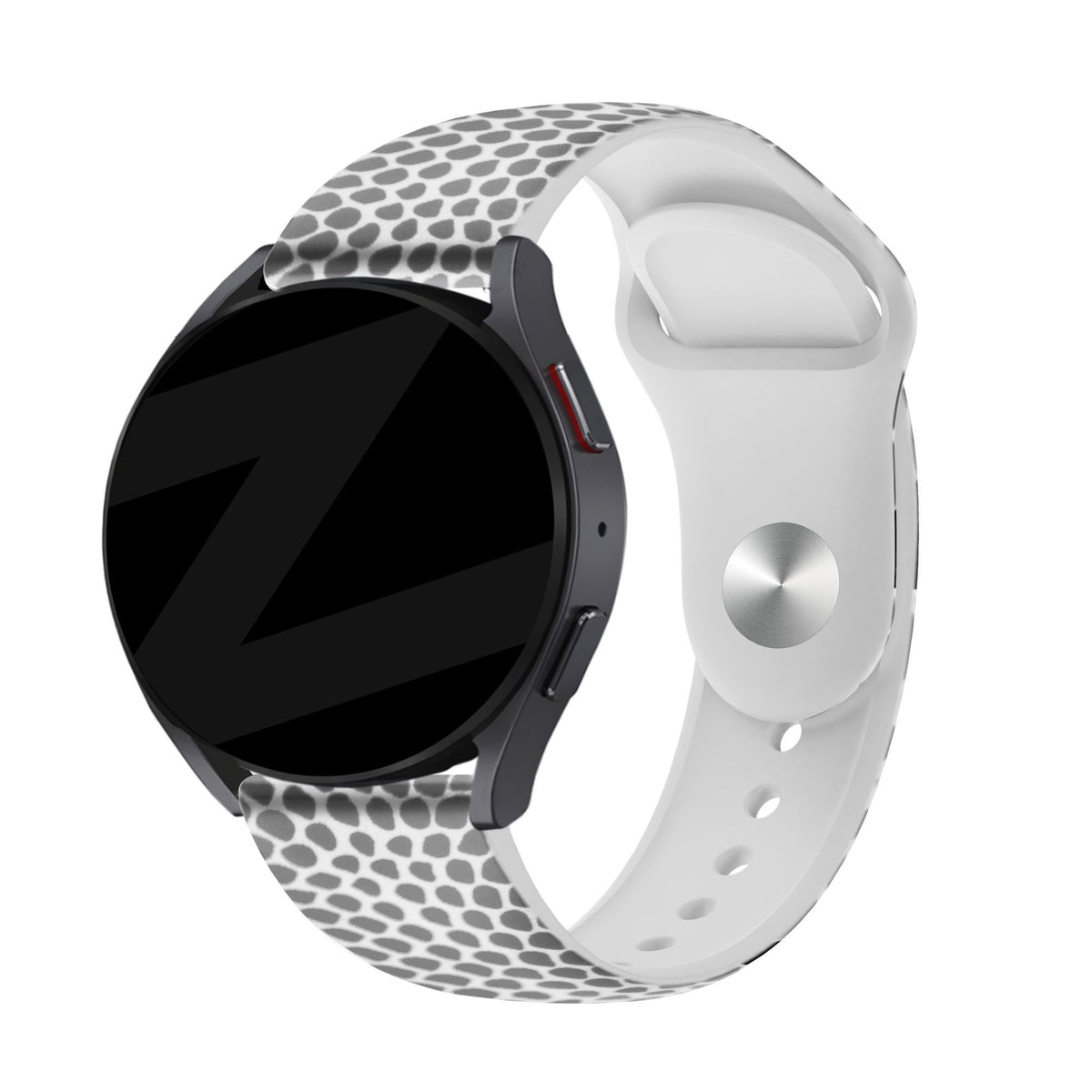 Silicone Patterned Strap, on a watch, 3/4 front view
