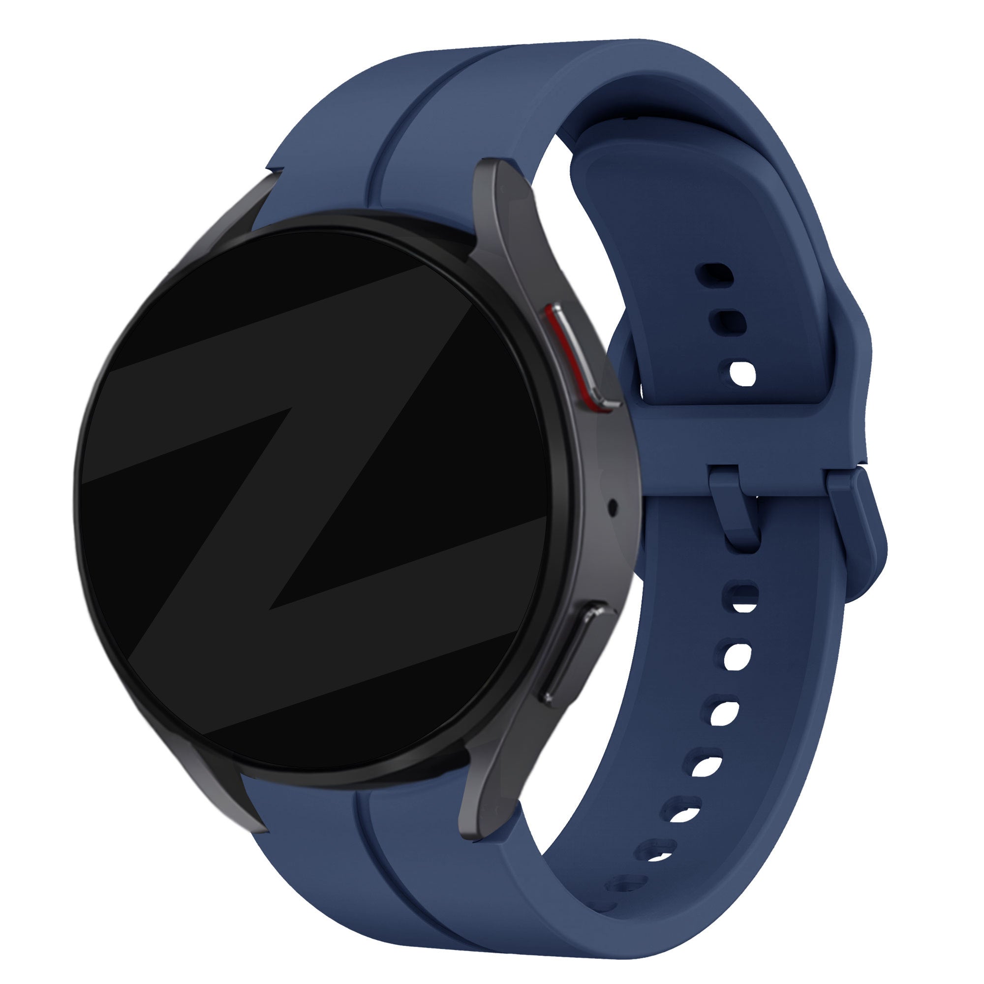 Silicone Strap 'Extreme', dark blue, on a watch, 3/4 front view