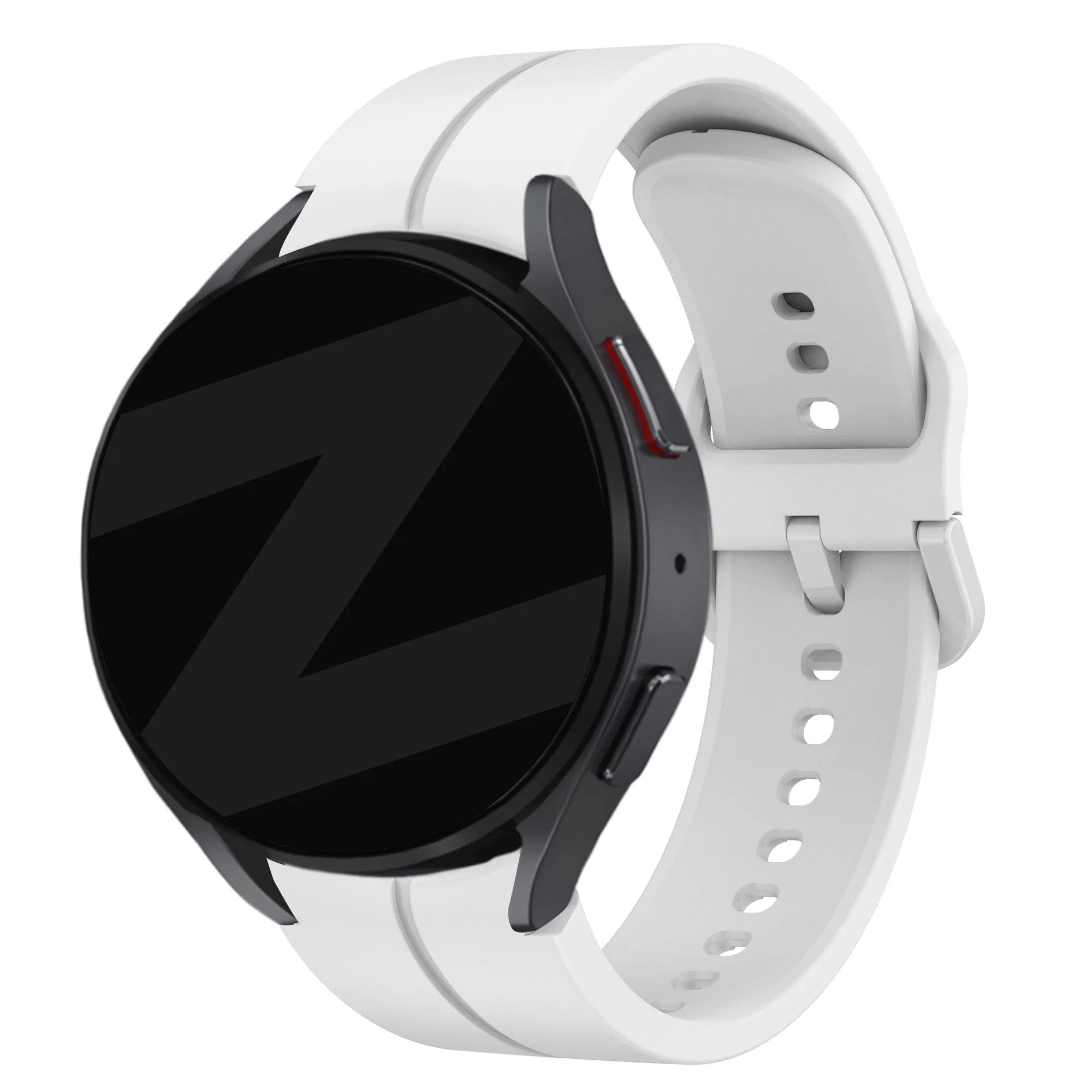 Silicone Strap 'Extreme', white, on a watch, 3/4 front view