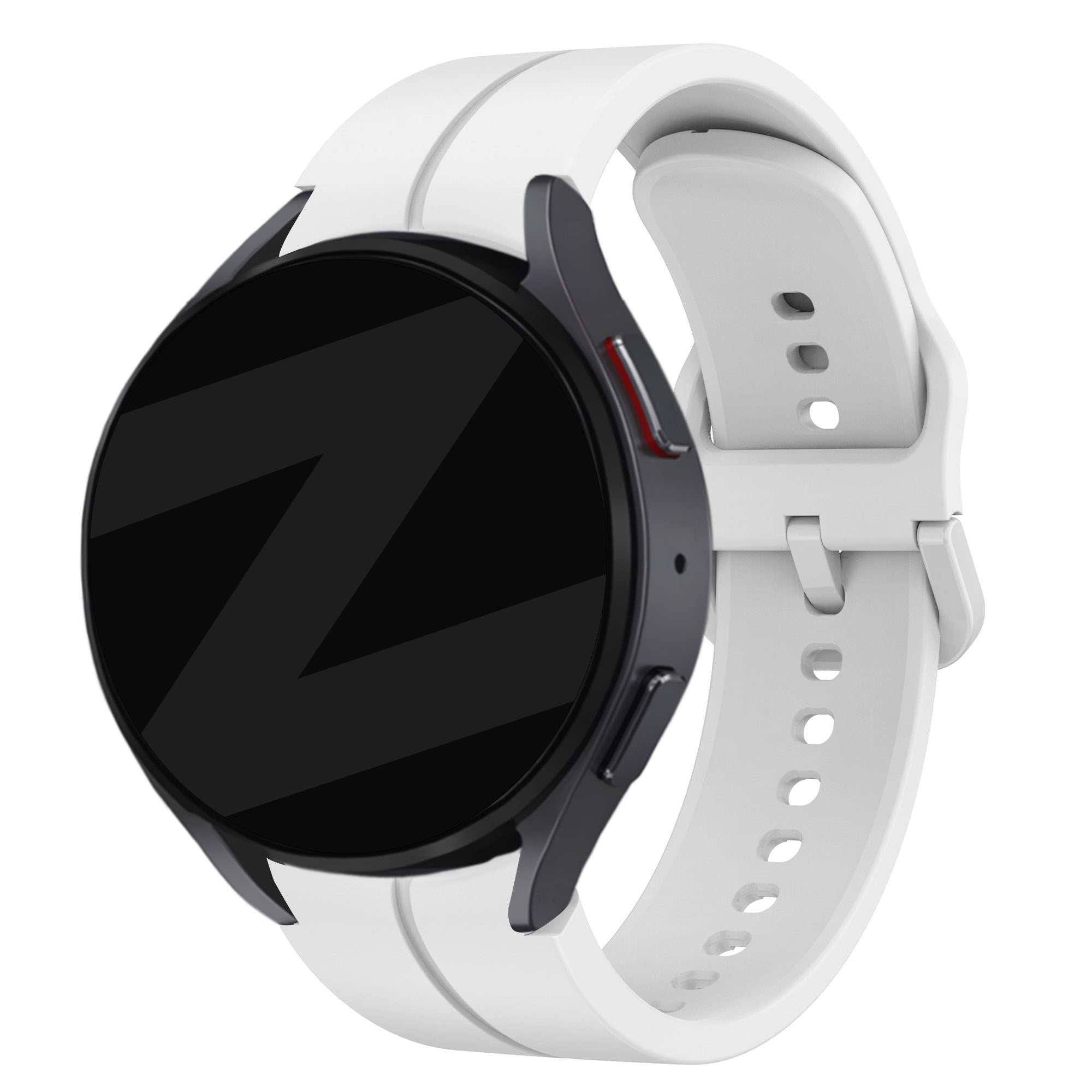 Silicone Strap 'Extreme', white, on a watch, 3/4 front view