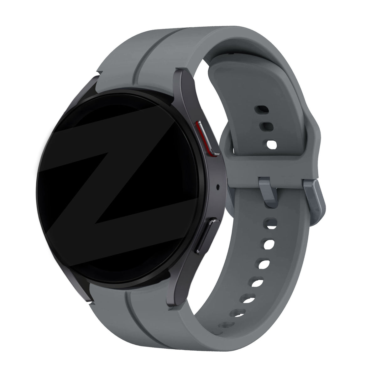 Silicone Strap 'Extreme', dark grey, on a watch, 3/4 front view