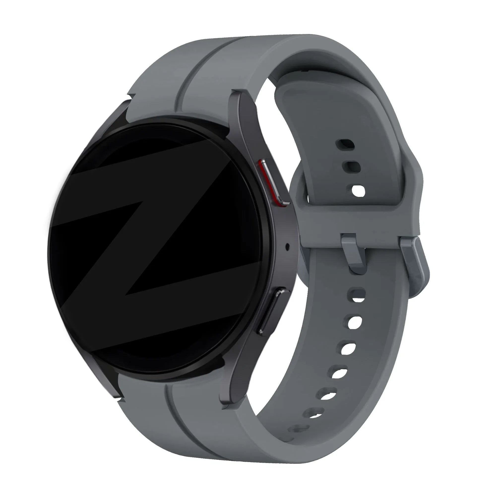 Silicone Strap 'Extreme', dark grey, on a watch, 3/4 front view