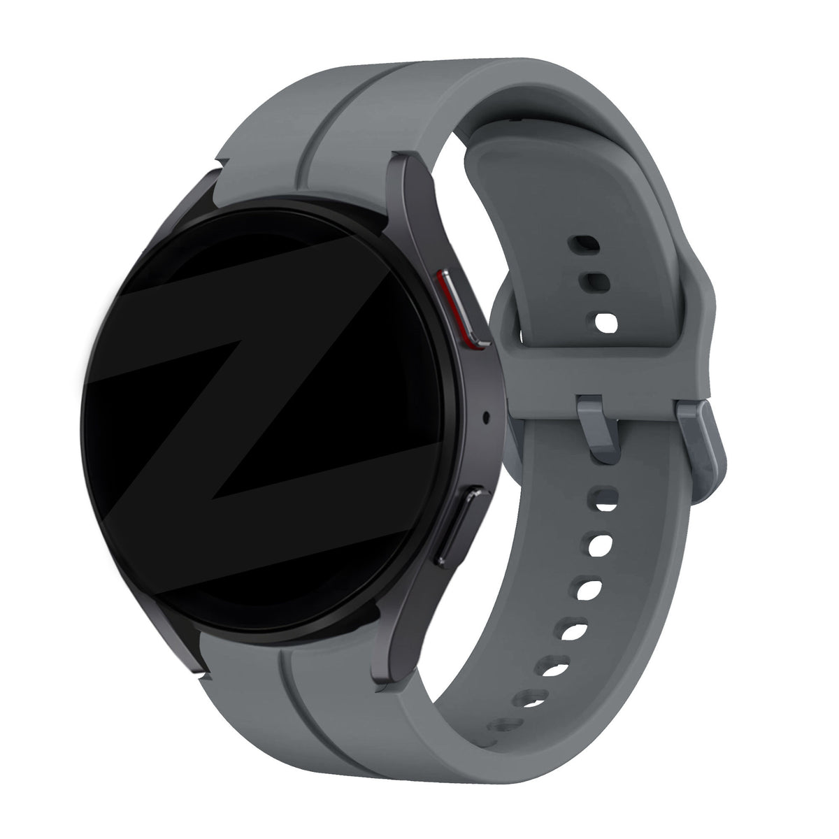 Silicone Strap 'Extreme', dark grey, on a watch, 3/4 front view