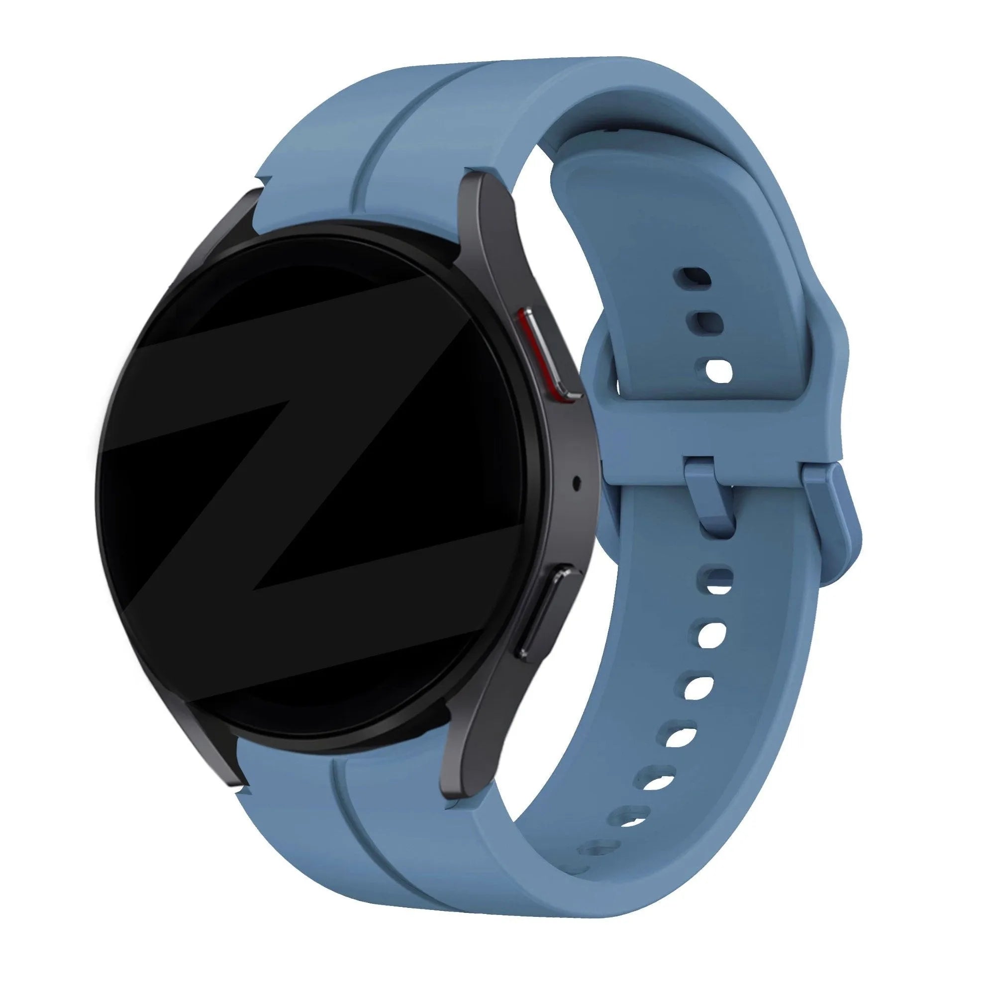 Silicone Strap 'Extreme', grey-blue, on a watch, 3/4 front view