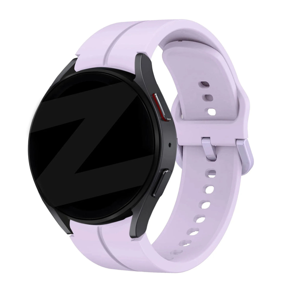 Silicone Strap 'Extreme', light purple, on a watch, 3/4 front view