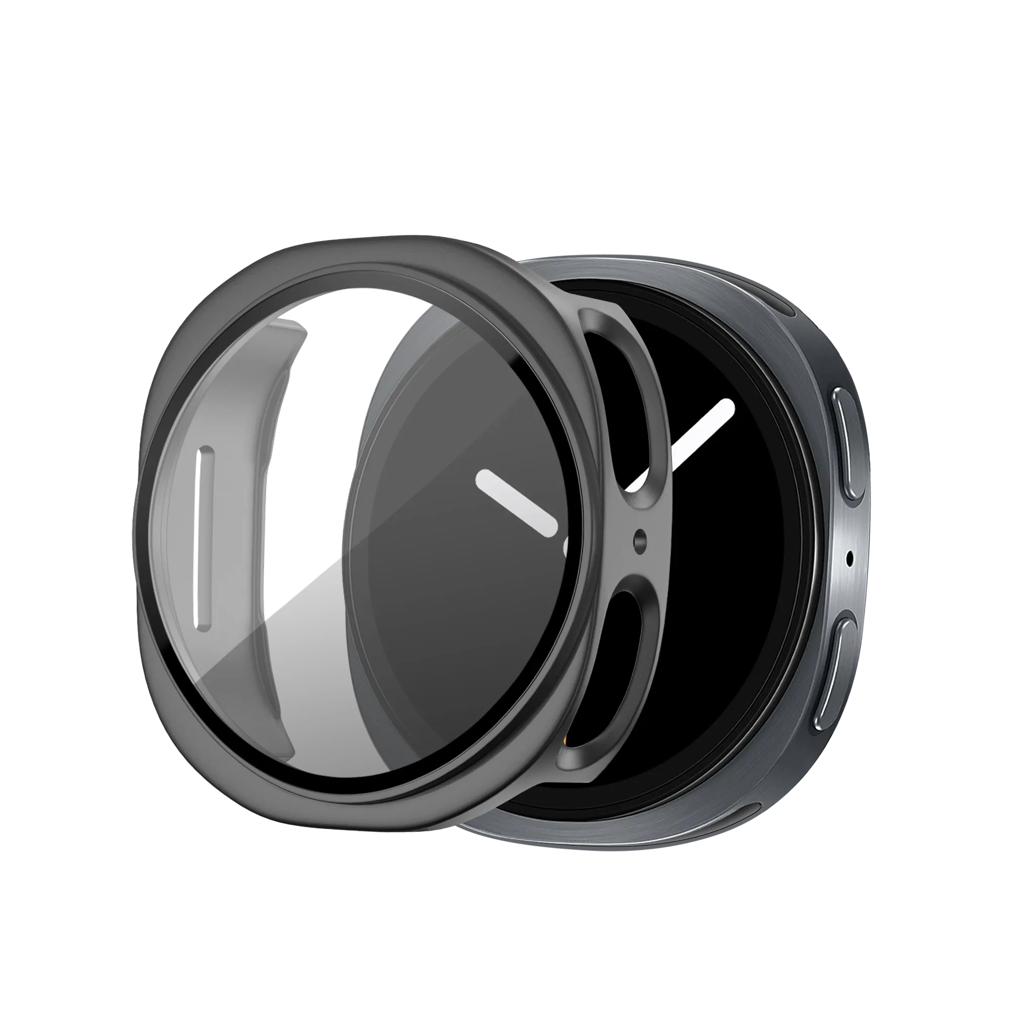 Bandz Coque PC avec verre Samsung Galaxy Watch 8 / 9 - 44mm (gris titane)