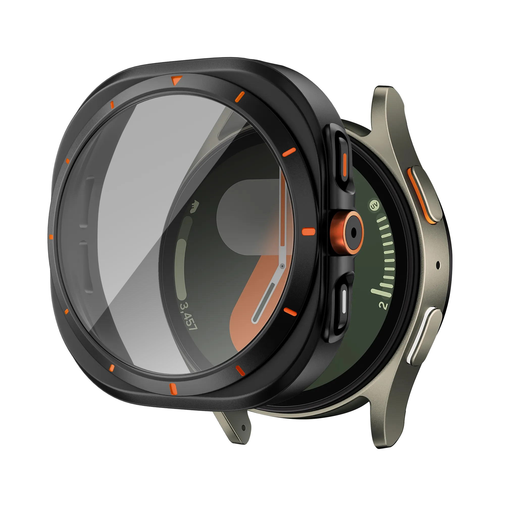 Bandz Samsung Galaxy Watch 7 - 44mm Square PC Case with Glass (Black)