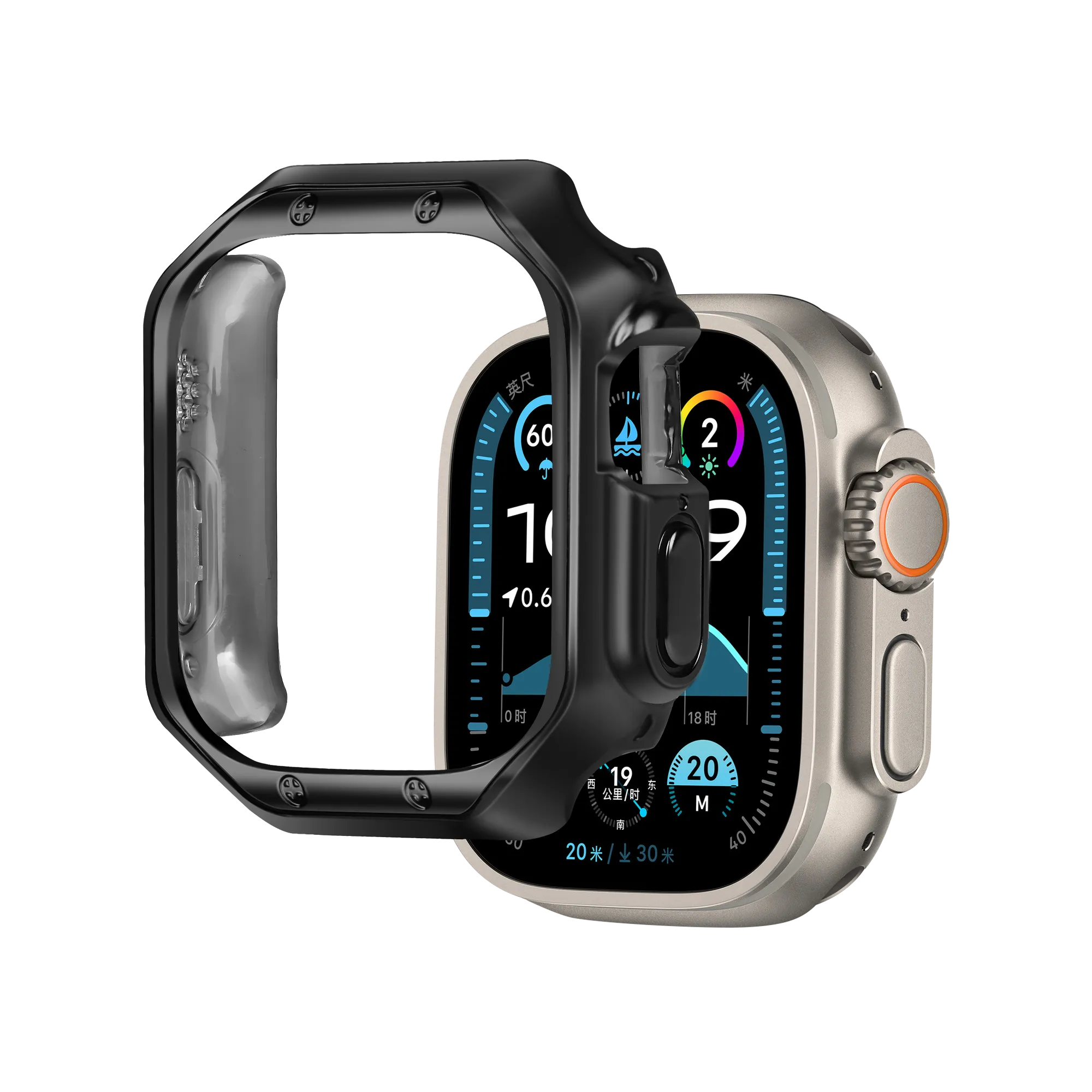 Bandz Coque TPU galvanisé Apple Watch Ultra - 49mm (noir)