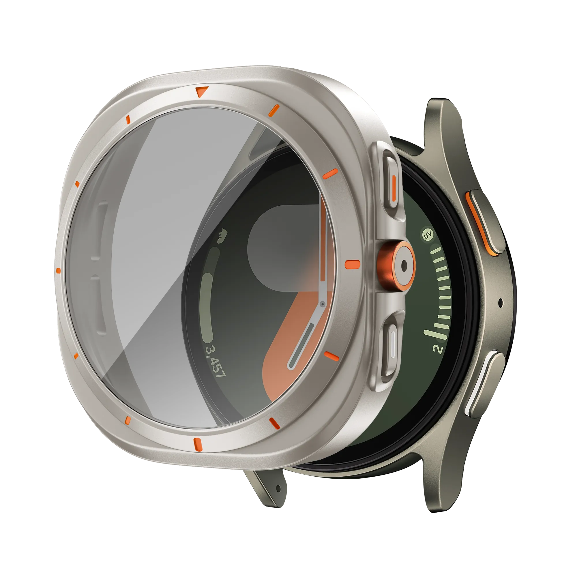 Bandz Coque de PC carrée avec verre Samsung Galaxy Watch 7 - 44 mm (titane)