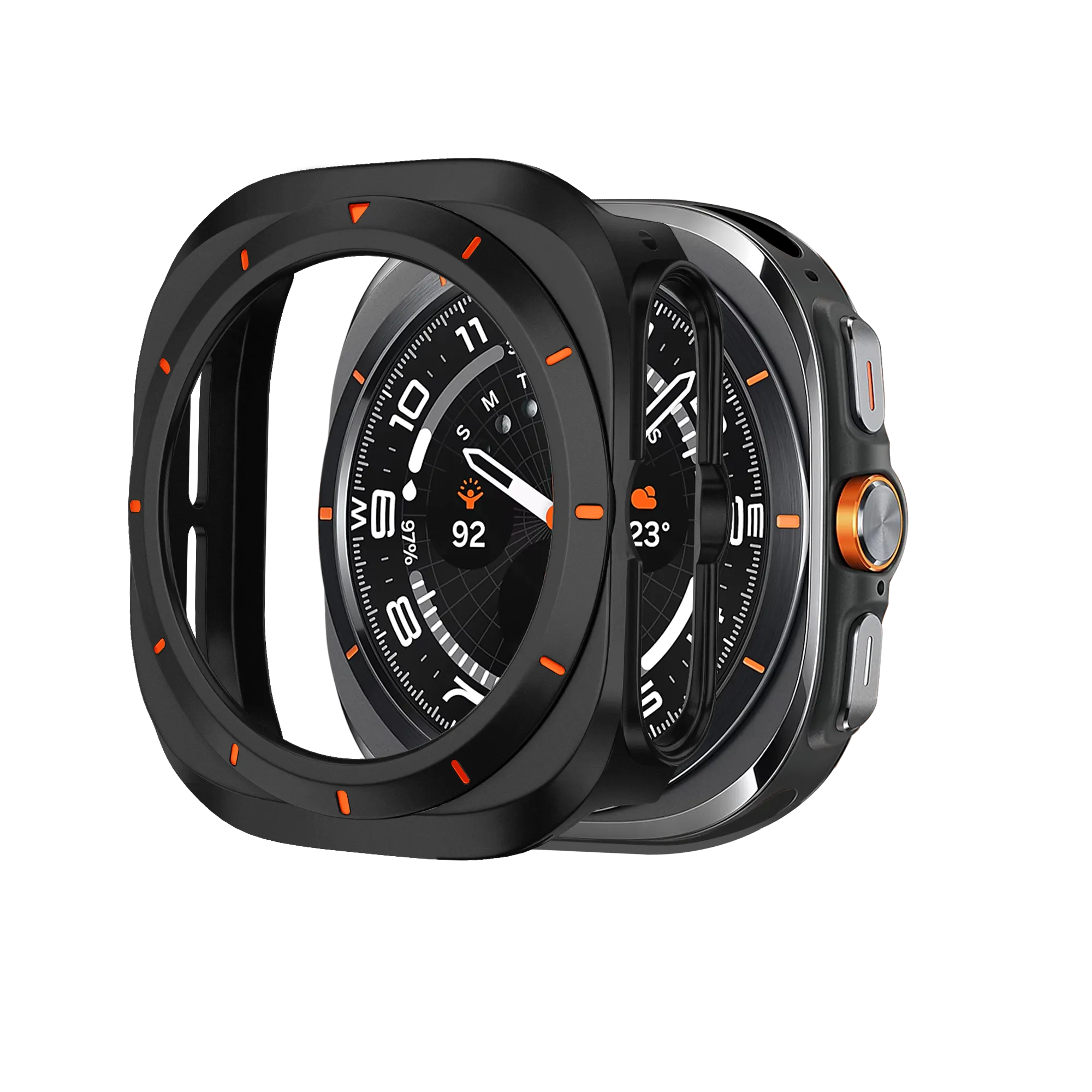 Bandz Coque PC bisel Samsung Galaxy Watch Ultra (noir /orange)