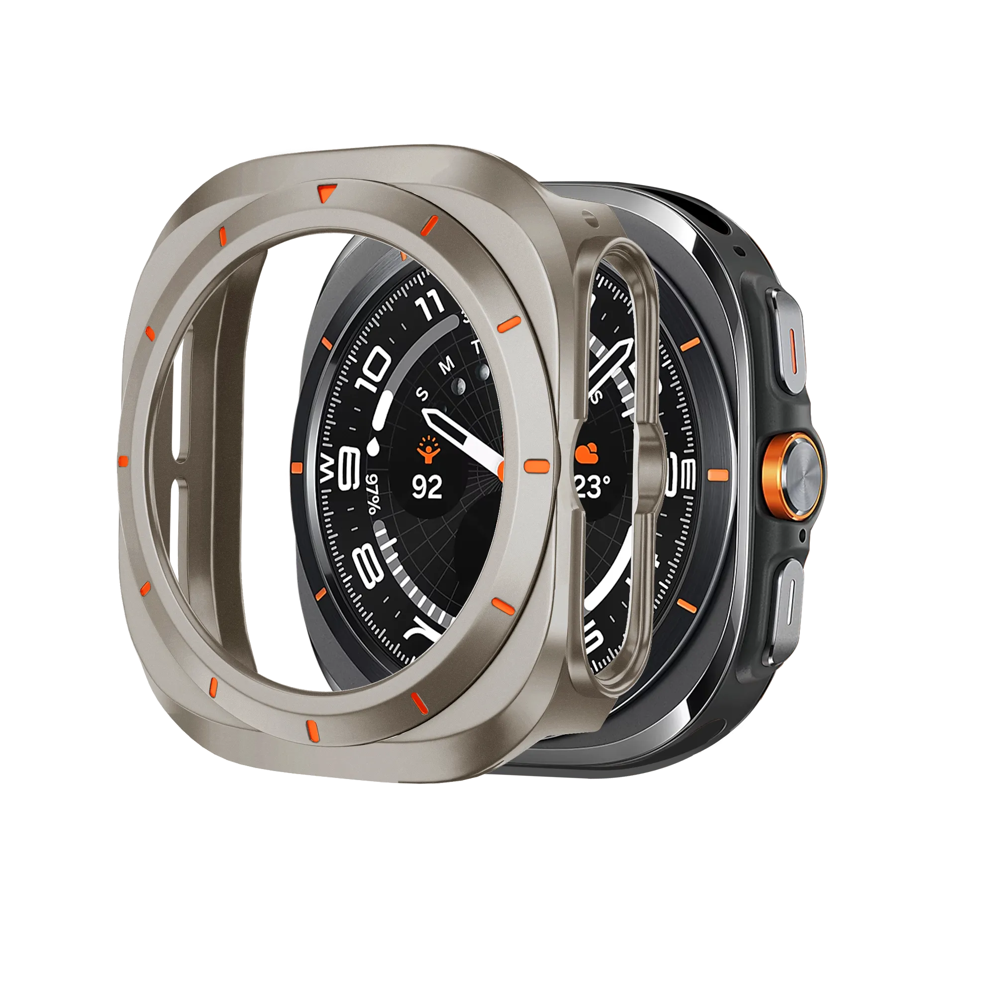 Bandz Coque PC bisel Samsung Galaxy Watch Ultra (titane /orange)