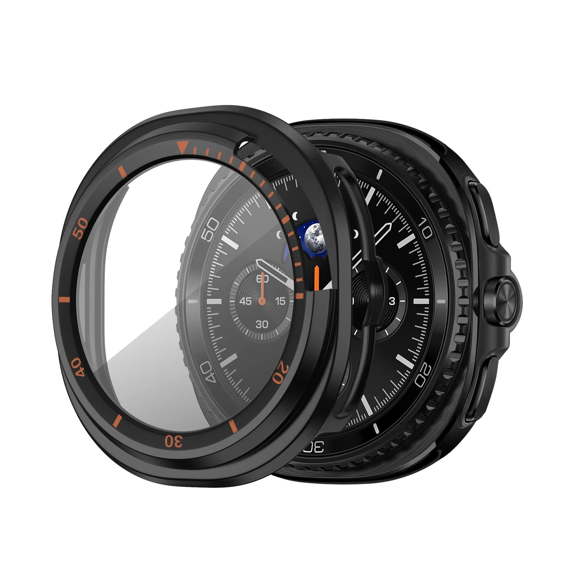 Bandz Coque Bezel avec verre Samsung Galaxy Watch 8 Classic (noir/orange)