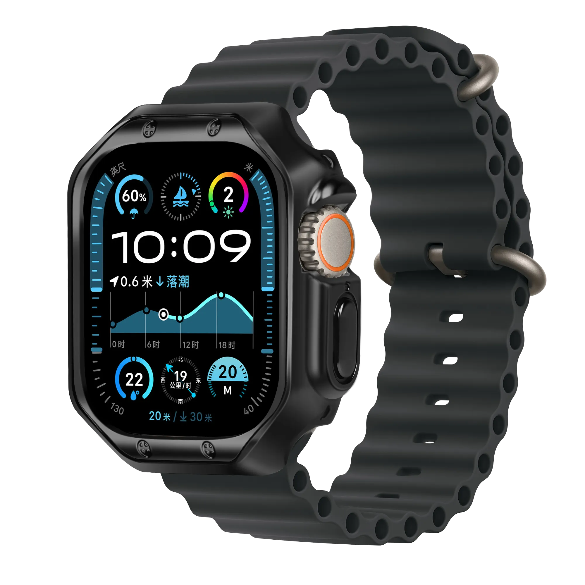 Bandz Coque TPU galvanisé Apple Watch Ultra - 49mm (noir)