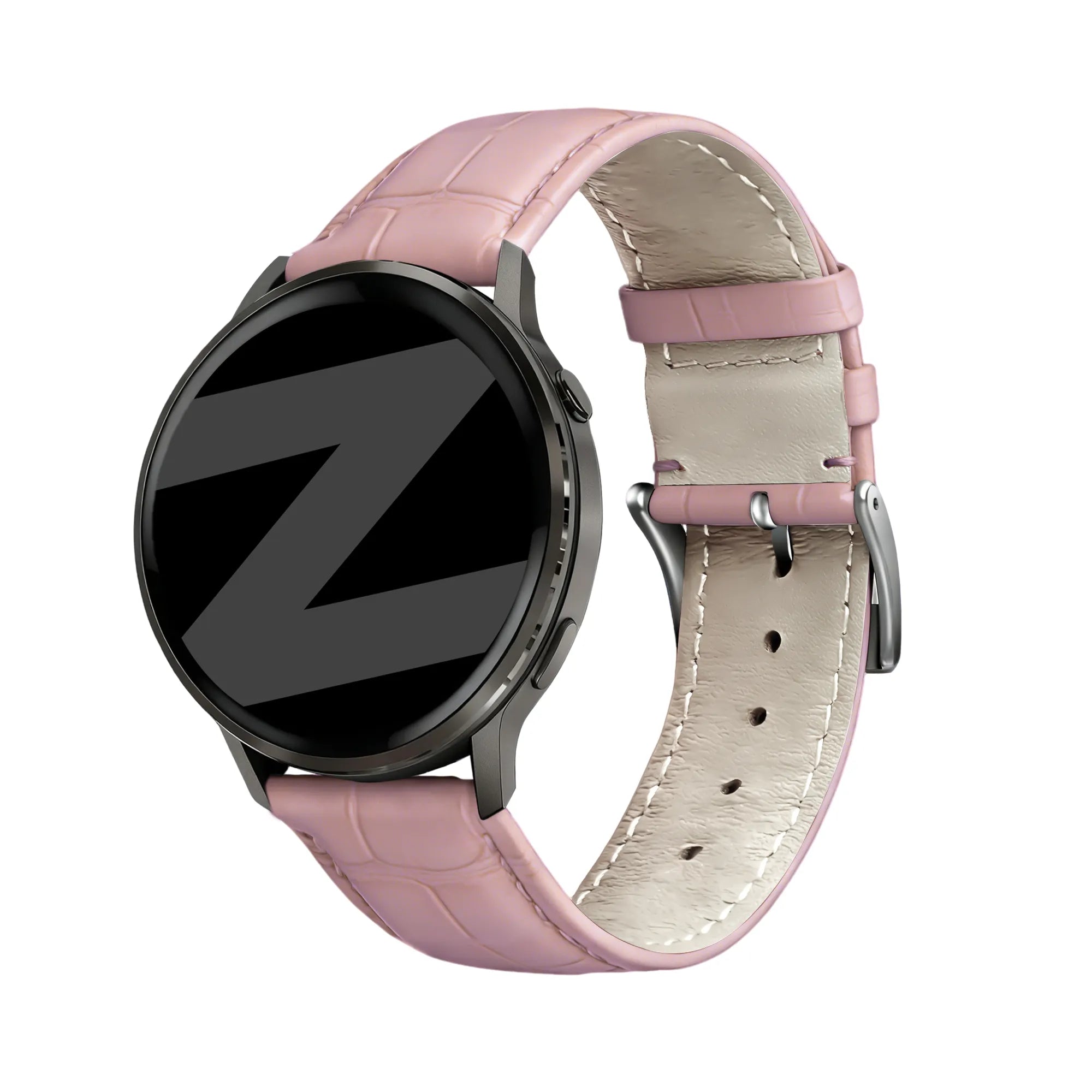 Bandz Bracelet cuir effet crocodile Garmin Venu 2 Plus (rose)