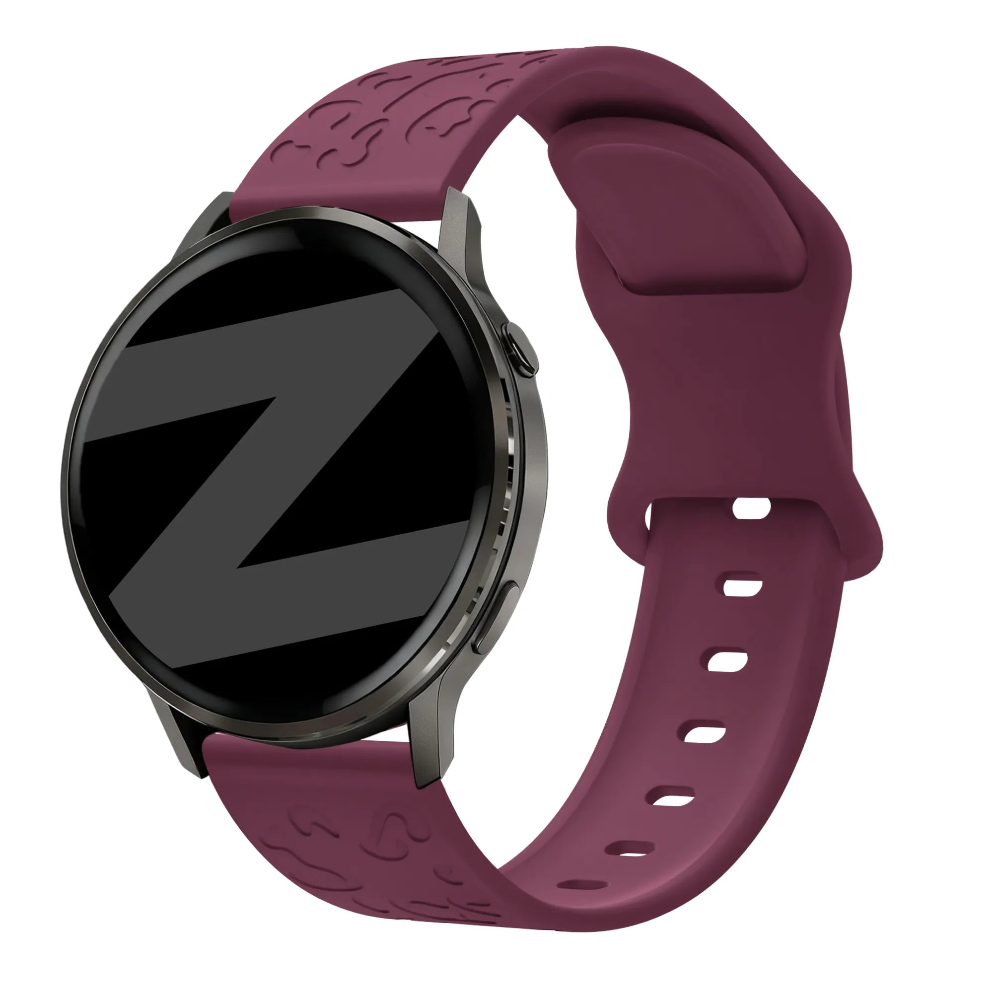 Bandz Bracelet silicone 'Léopard' Garmin Vivoactive 4s (rouge vin)