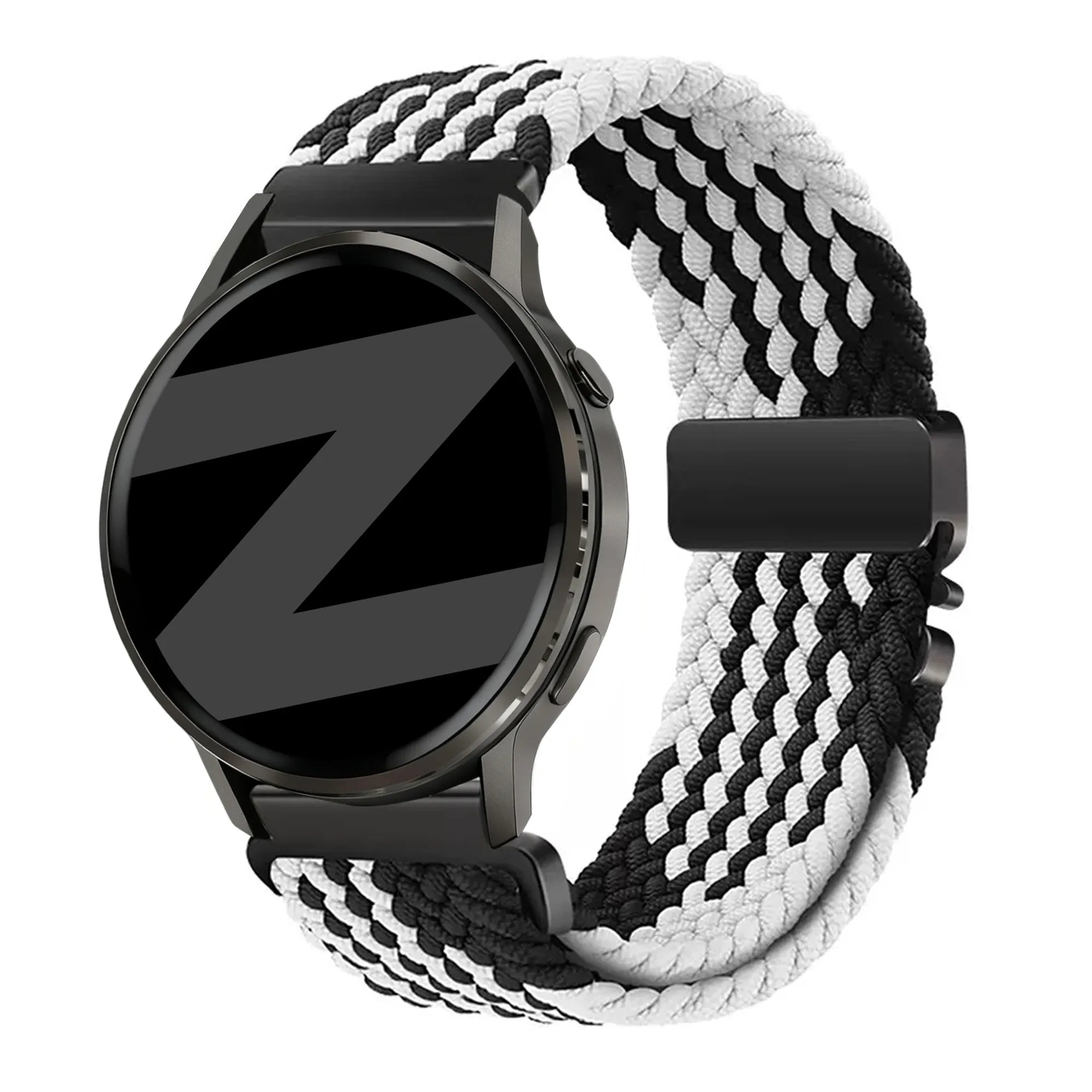 Bandz Bracelet tressé 'Parachute' Garmin Vivomove Luxe (noir/blanc)