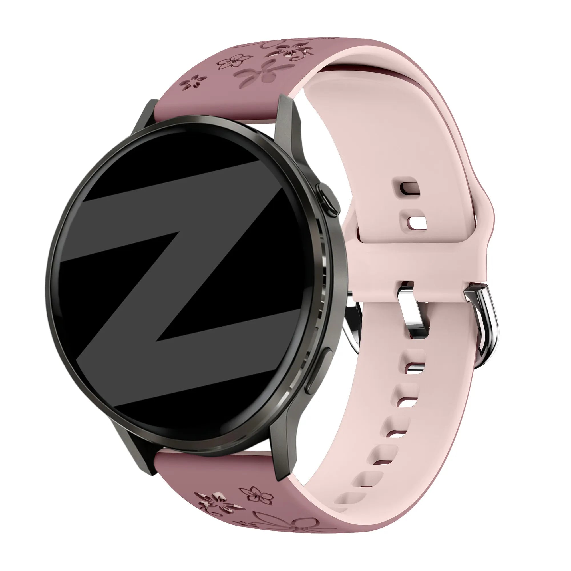 Bandz Bracelet silicone 'Fleurs' Garmin Venu (violet fumé/rose clair)