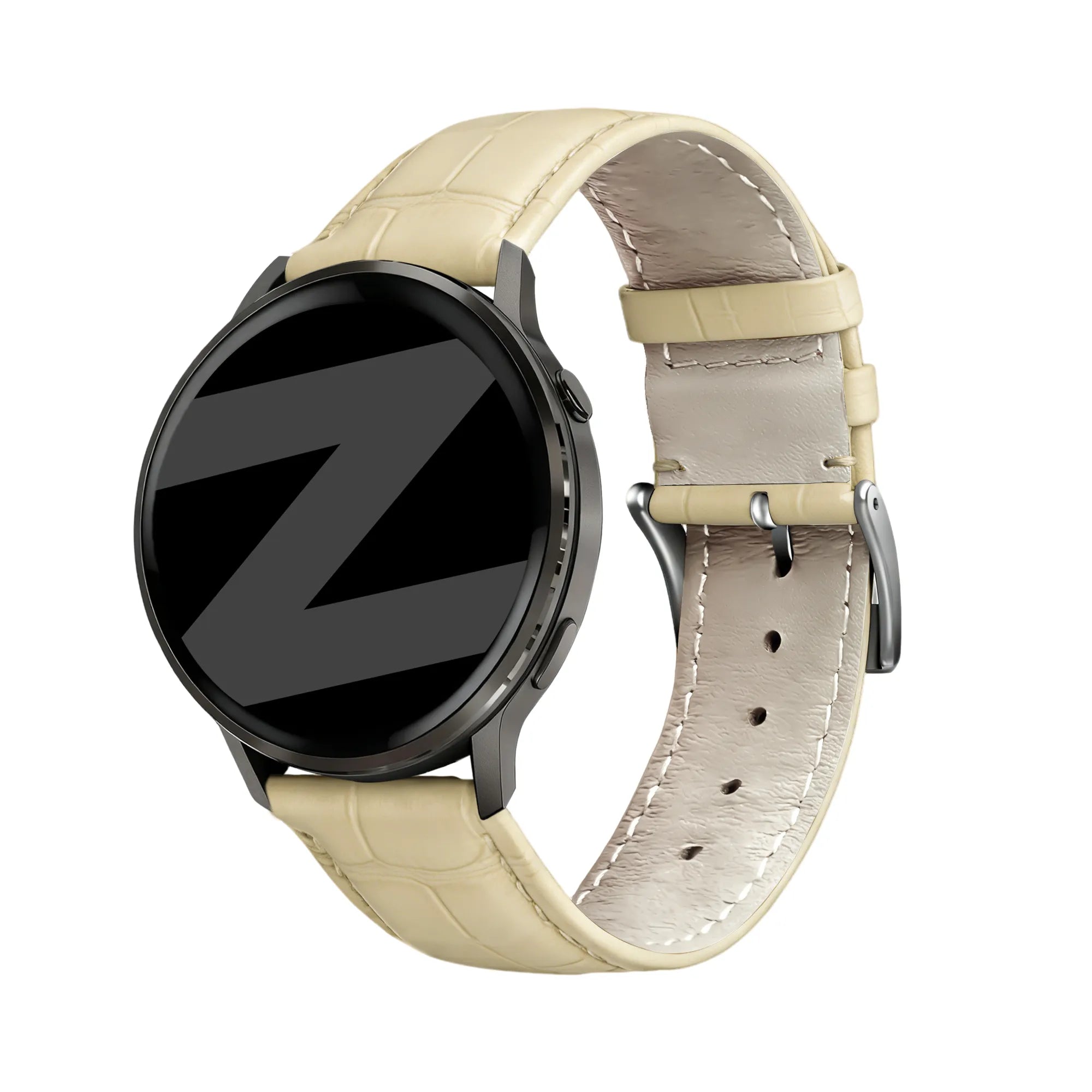 Bandz Bracelet cuir effet crocodile Garmin Vivomove HR (beige)