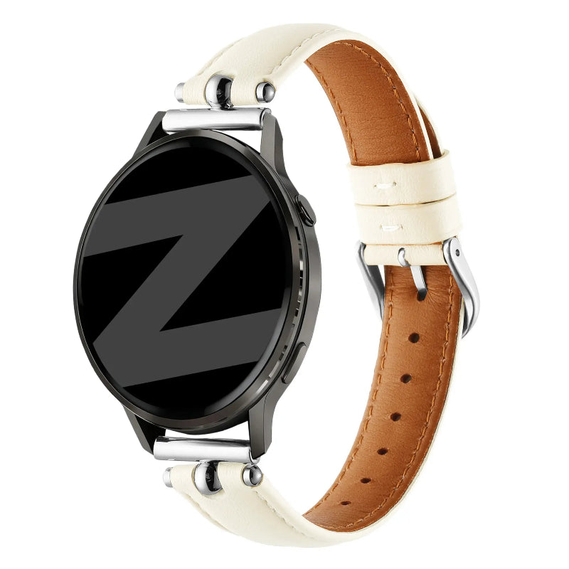 Bandz Bracelet cuir 'Bullet' Amazfit Active 3 Premium (blanc)