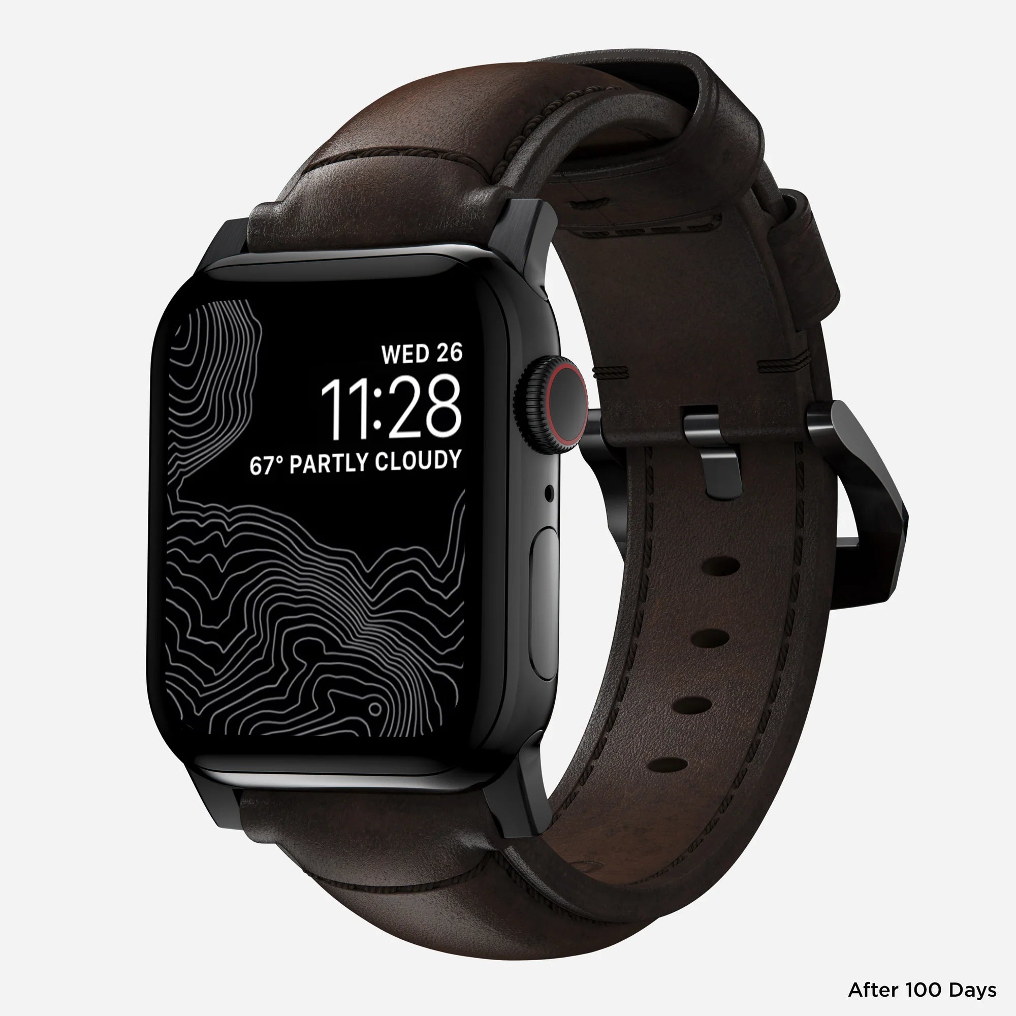 Nomad Bracelet cuir tradicional Apple Watch (marron/noir)