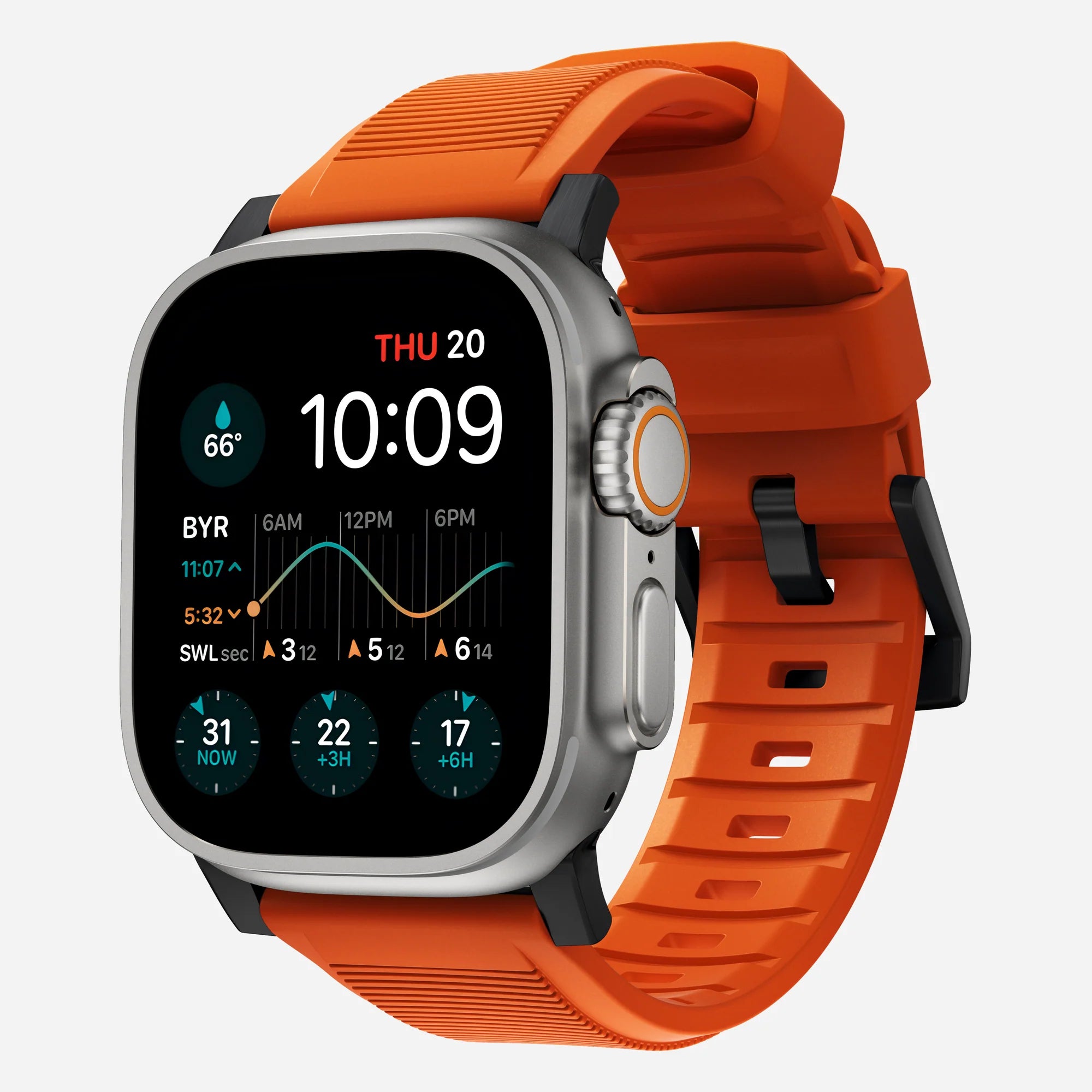 Nomad Bracelet de silicone résistant Apple Watch (noir/ultra orange)