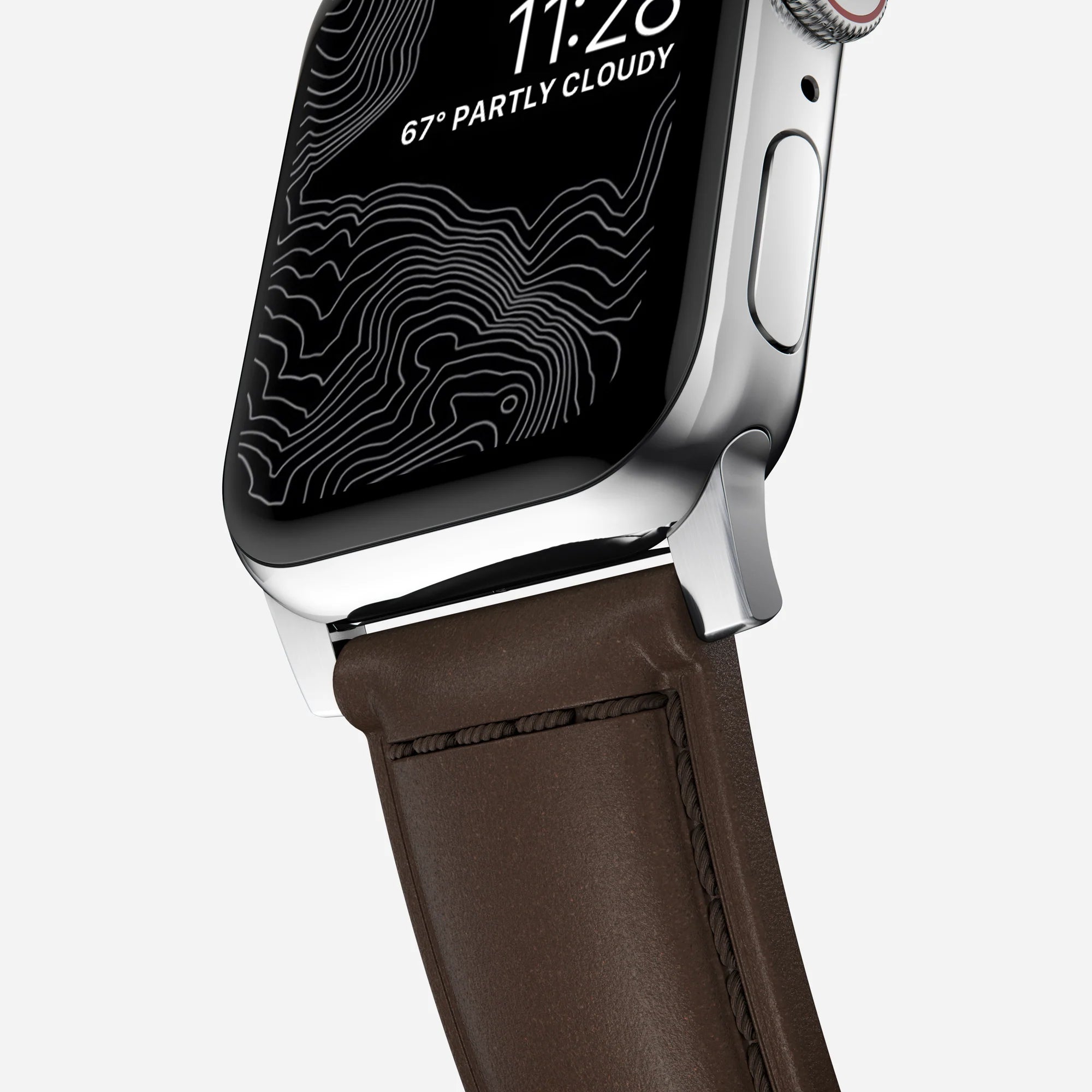 Nomad Bracelet cuir tradicional Apple Watch (marron/argenté)
