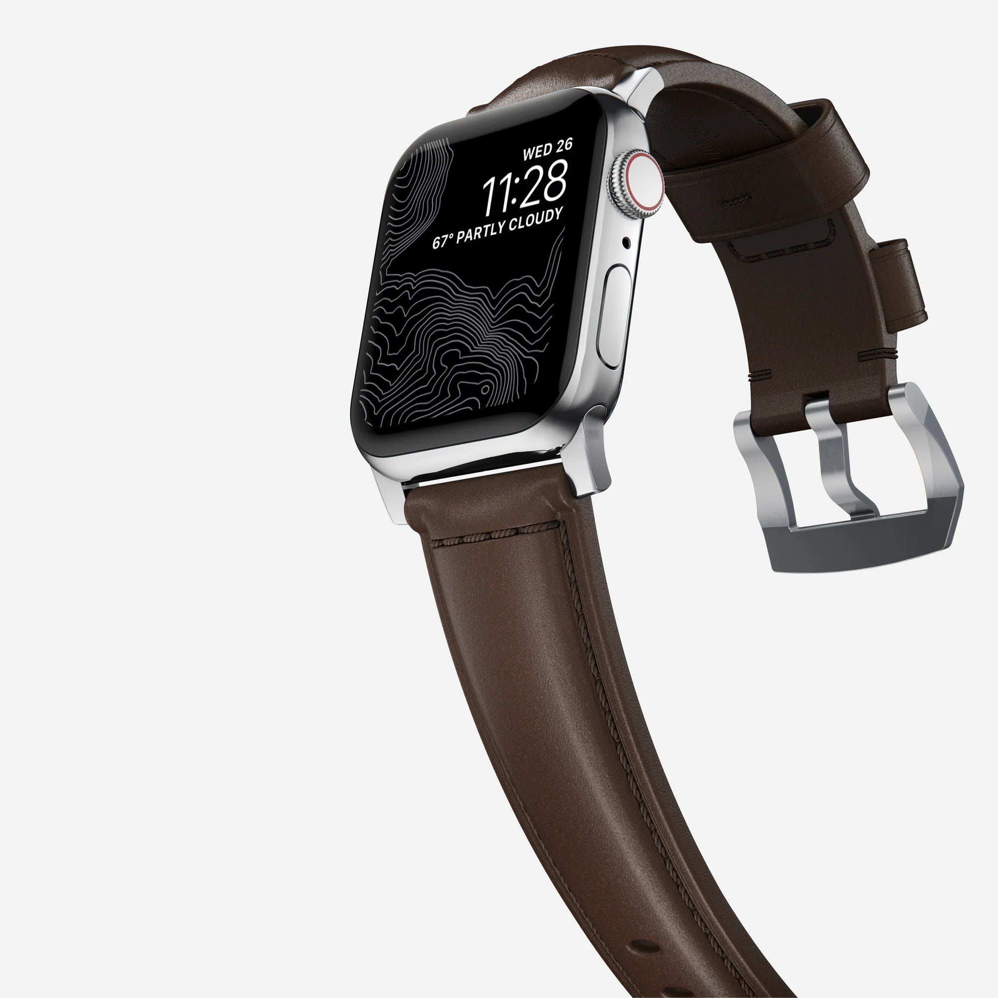Nomad Bracelet cuir tradicional Apple Watch (marron/argenté)