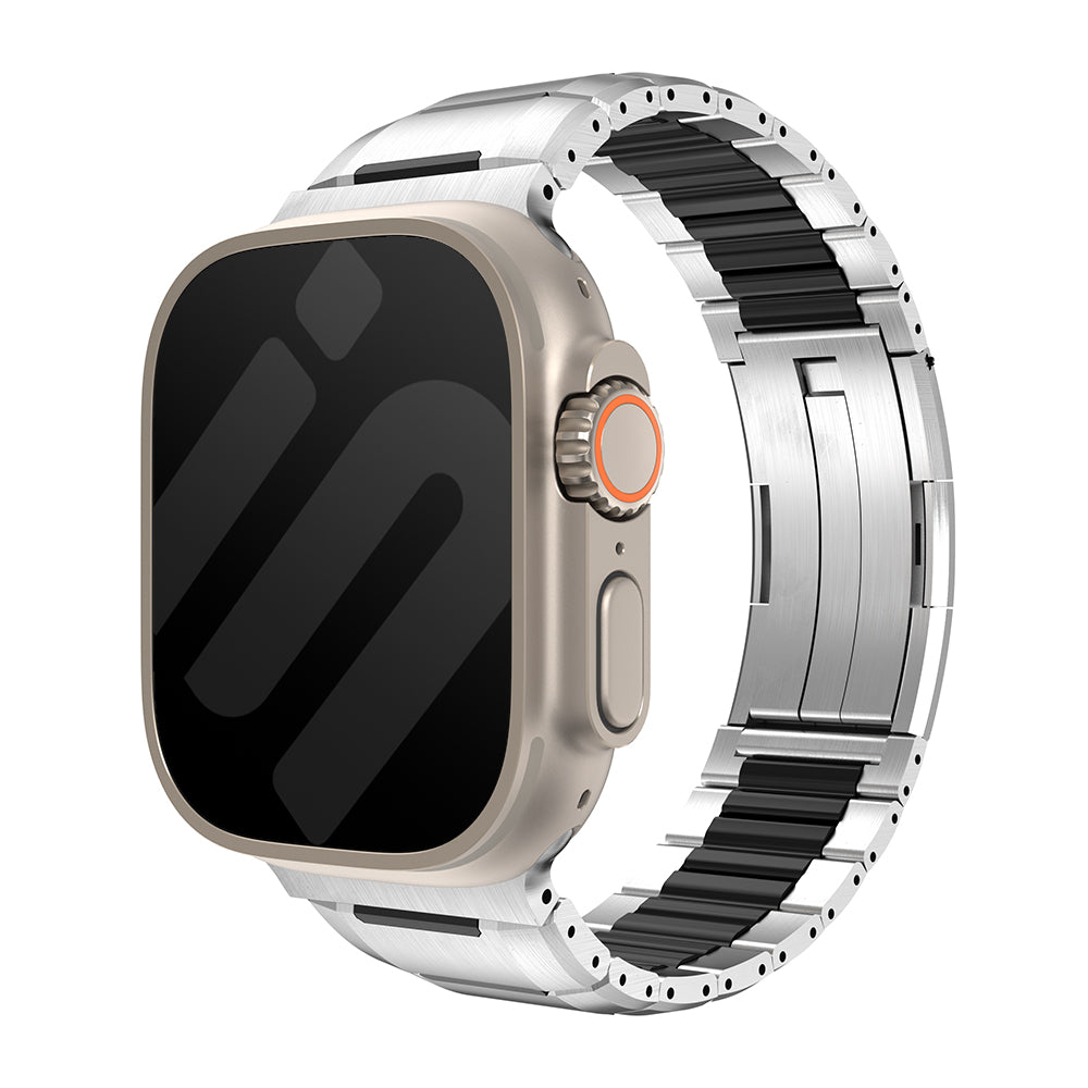 Bracelet acier hybride Apple Watch Ultra (titane/noir)