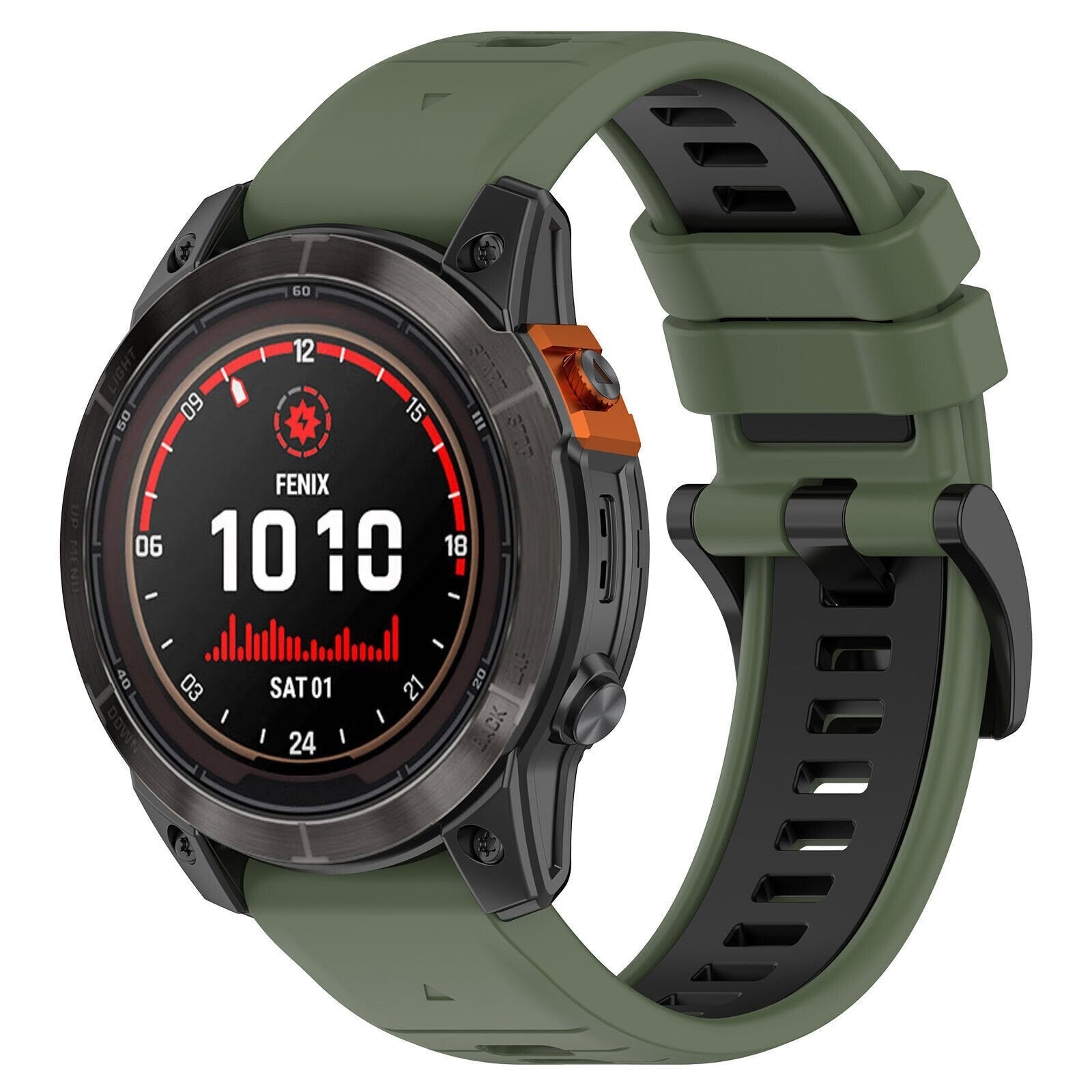 Bracelet sport avec boucle Garmin Instinct (vert olive/noir)