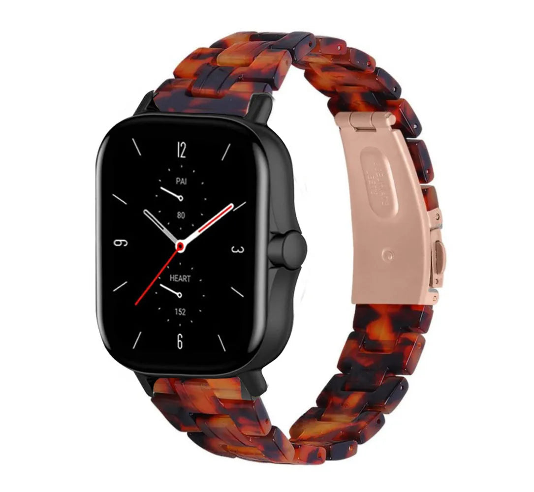 Metal Resin Strap, lava, on a watch, 3/4 front view