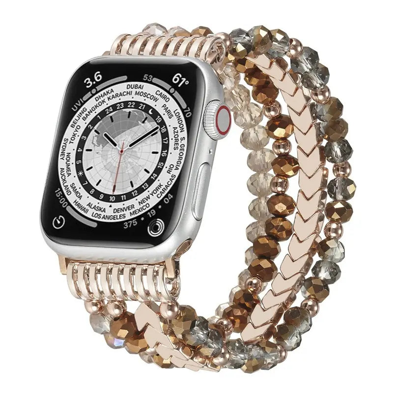 Bracelet perlée Apple Watch (café)