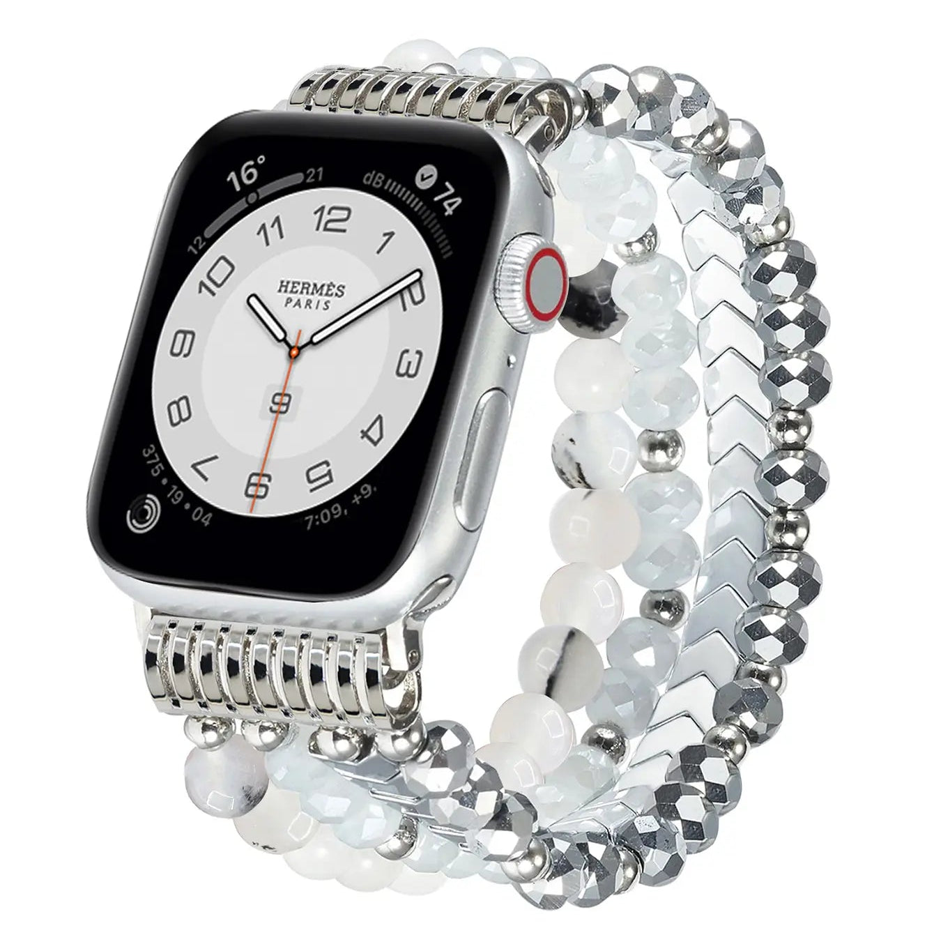 Bracelet perlée Apple Watch (argent)