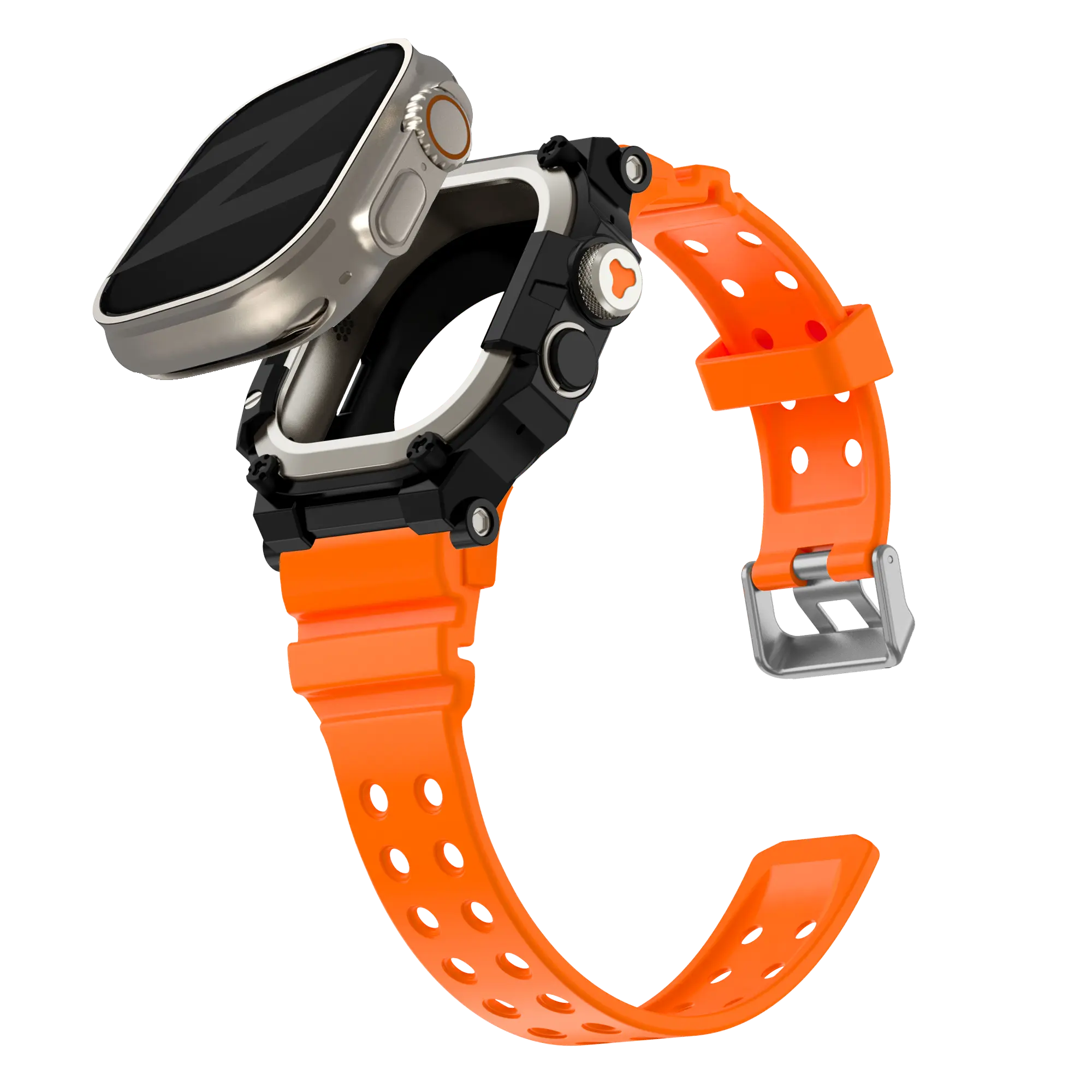 Bandz Bracelet TPU avec coque Apple Watch Ultra (orange avec titane)