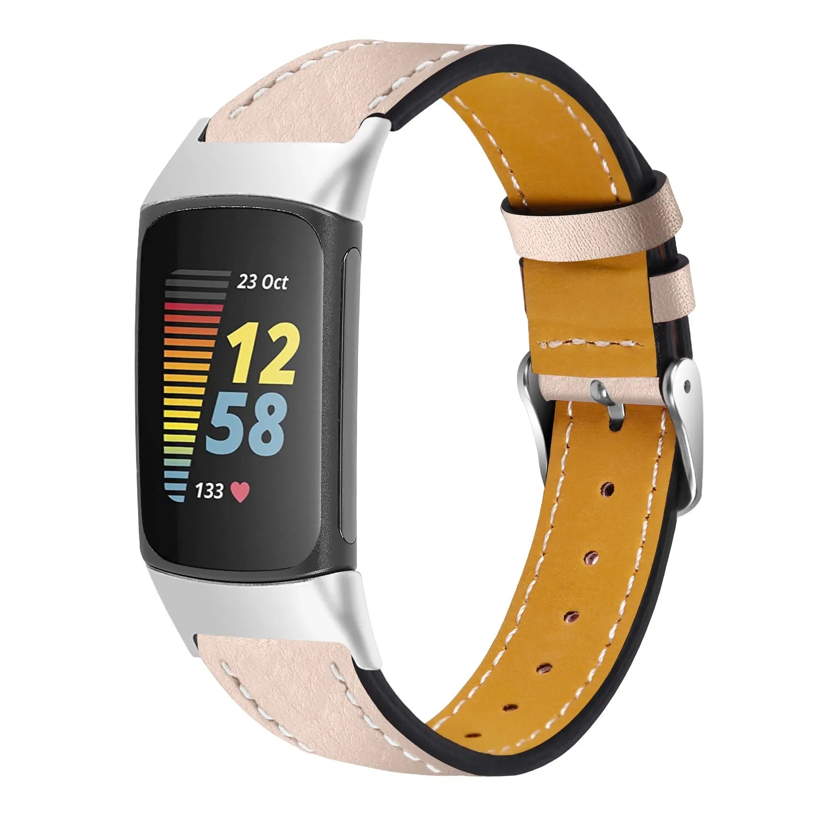 Bracelet cuir moderne Fitbit Charge 6 (beige clair)