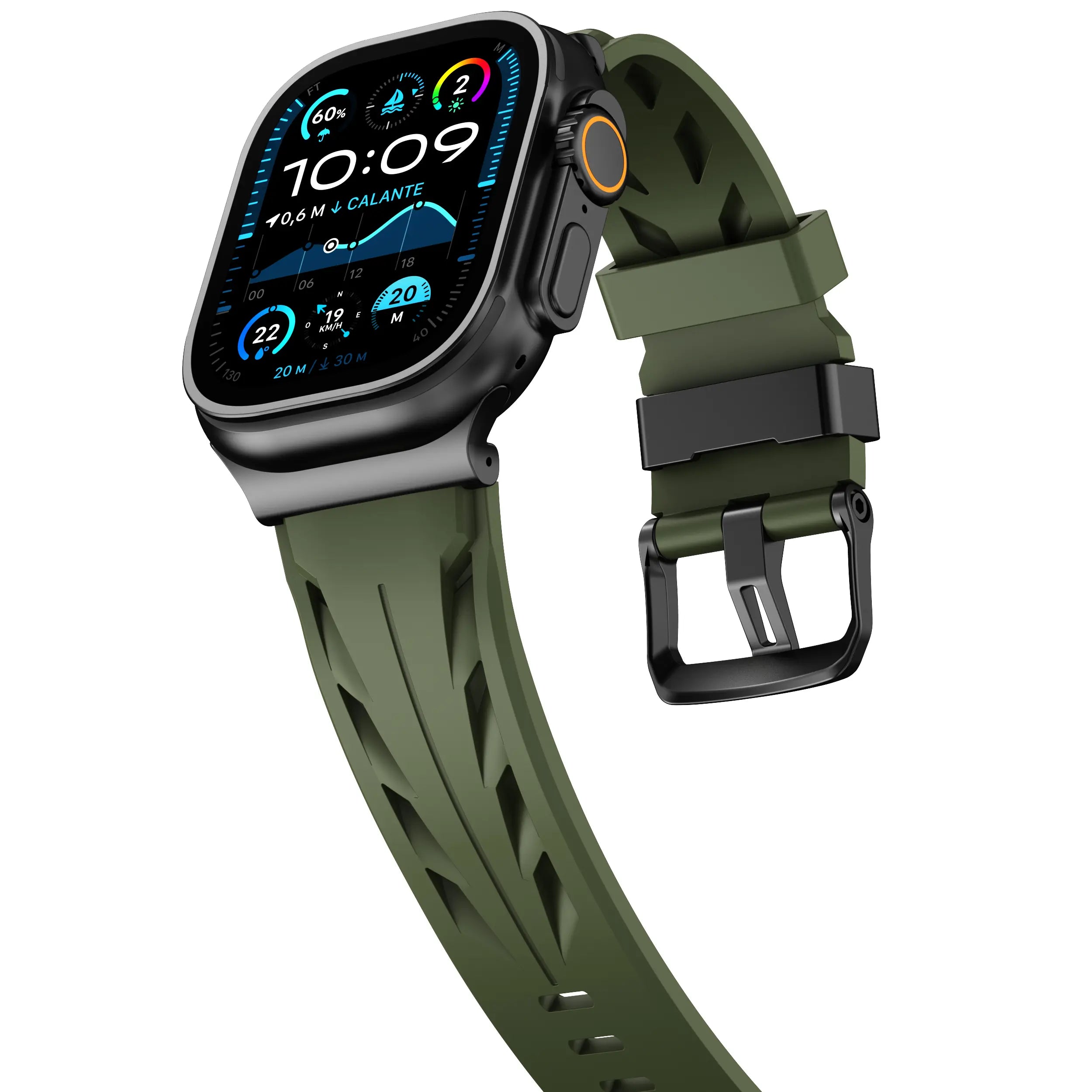 Bracelet silicone race Apple Watch (vert militaire)