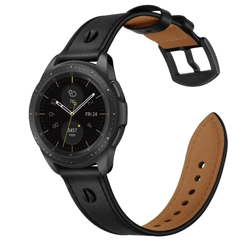 Leather Strap with Screw, on a watch, 3/4 front view