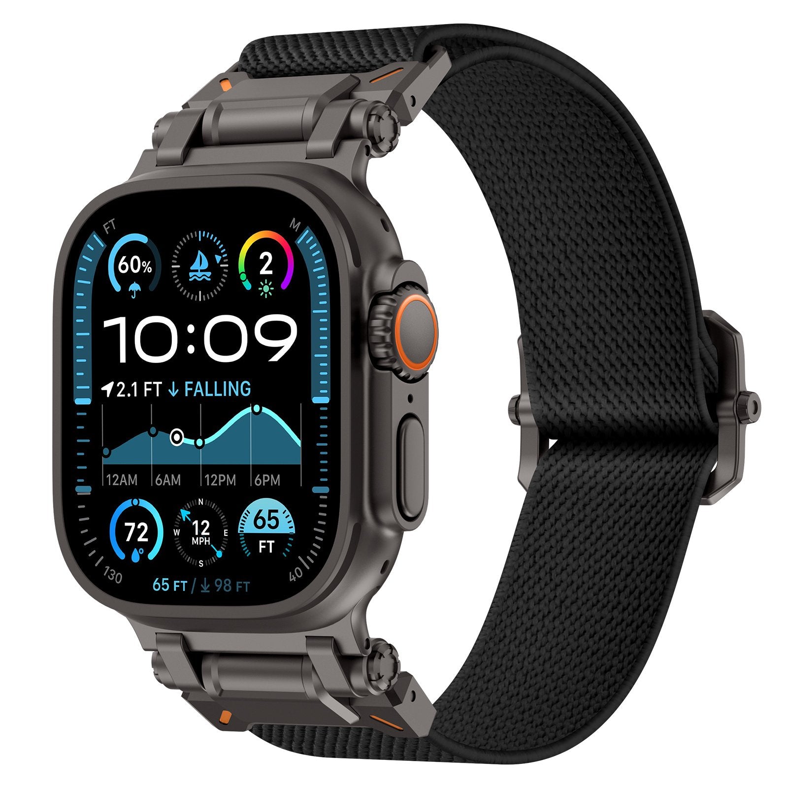 Bracelet polyester 'Explorer' Apple Watch Ultra (noir avec noir)