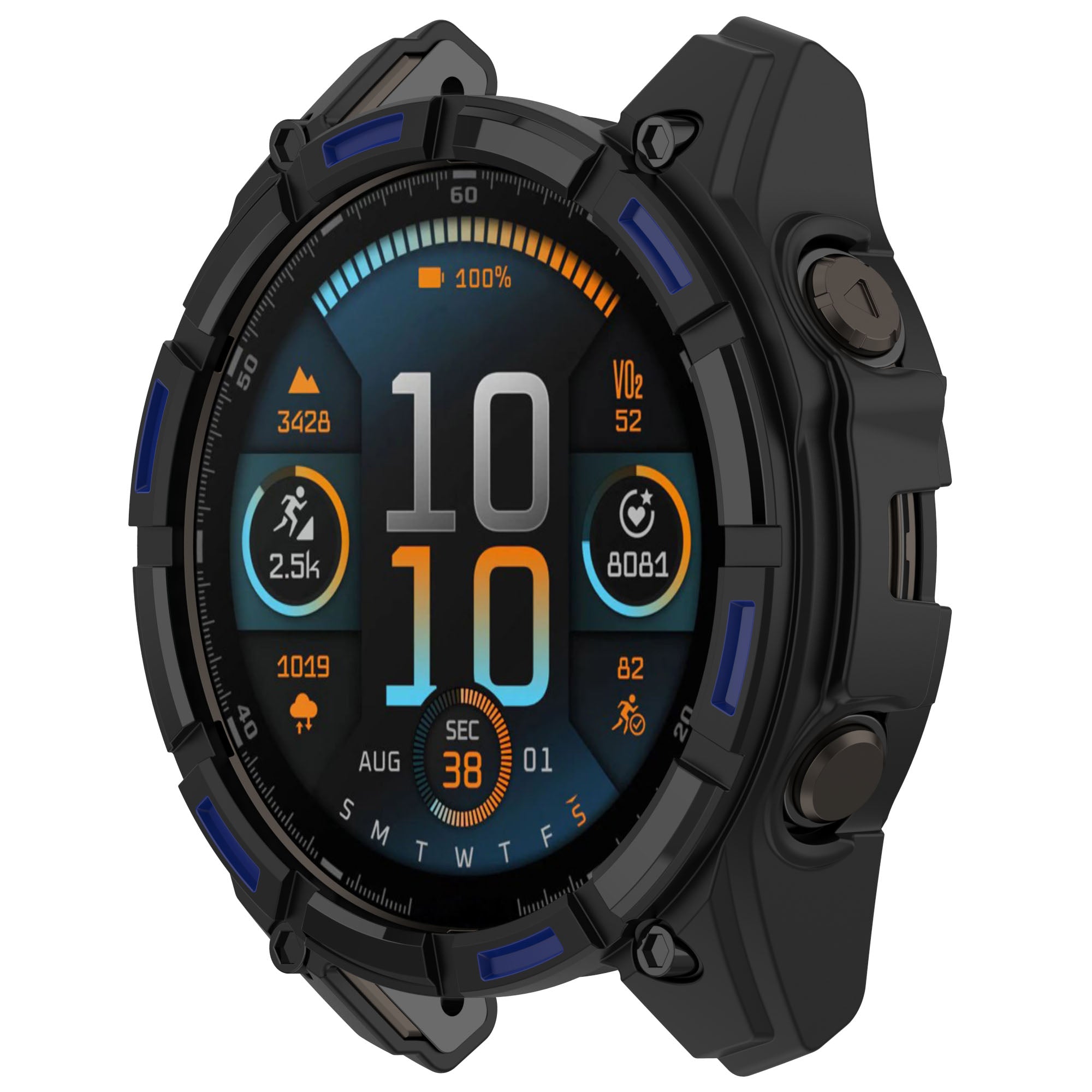 Coque TPU résistante Garmin Quatix 8 - 51mm (noir/bleu)