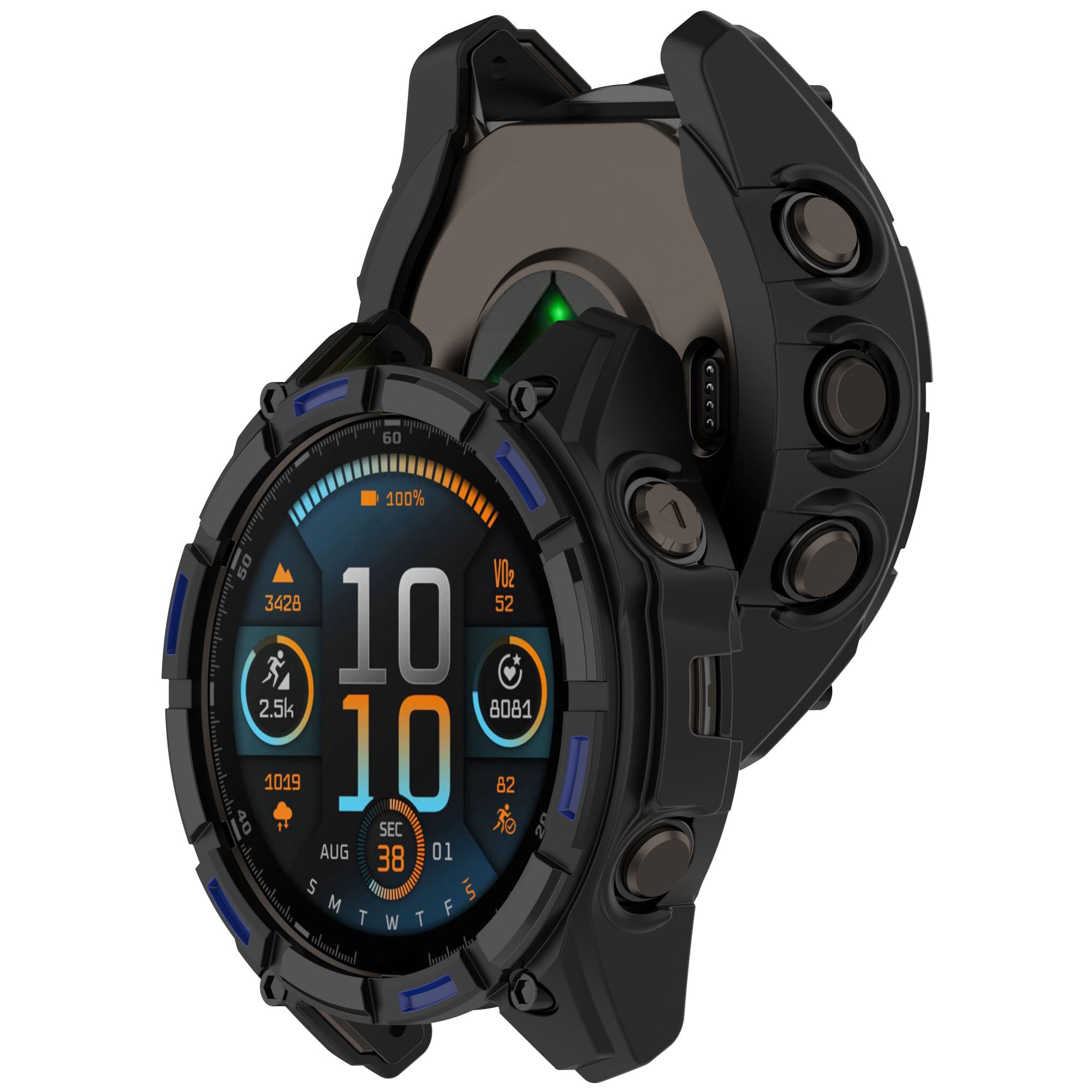 Coque TPU résistante Garmin Quatix 8 - 51mm (noir/bleu)