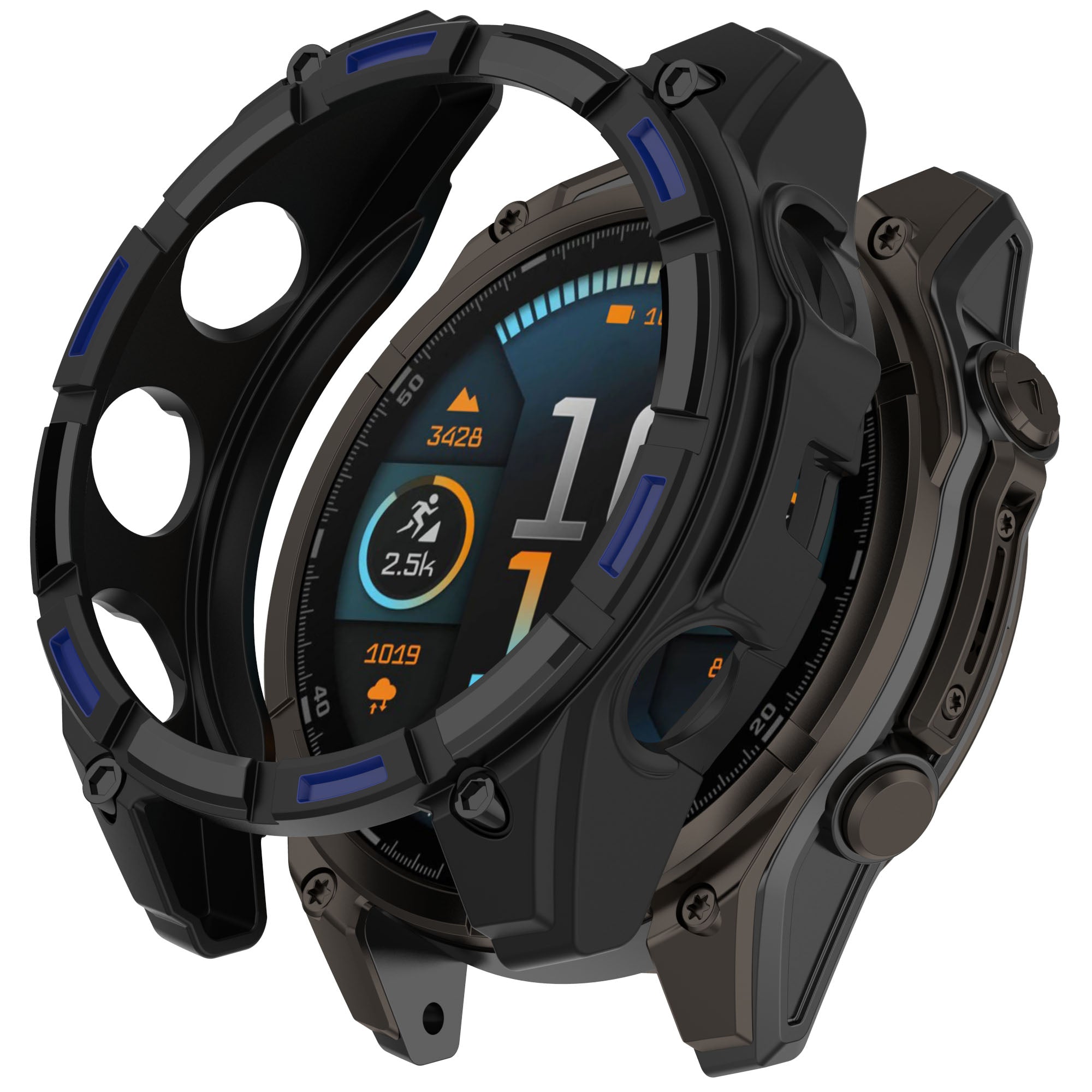 Coque TPU résistante Garmin Quatix 8 - 51mm (noir/bleu)