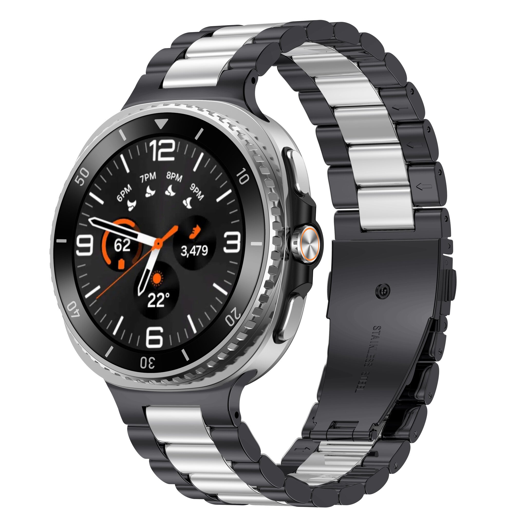 Bracelet acier Samsung Galaxy Watch 8 - 40mm (noir/argent)
