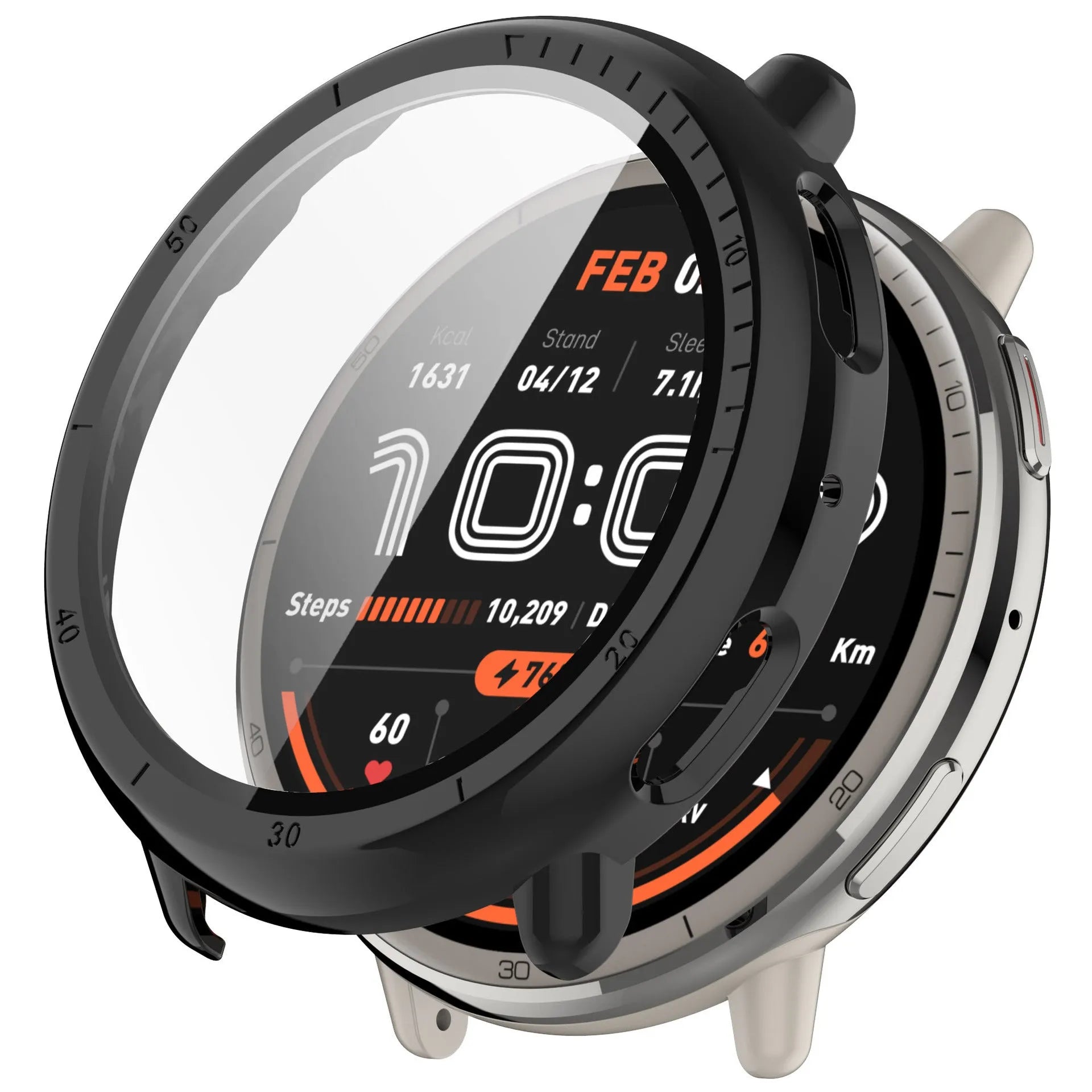 Coque rigide avec verre Amazfit Active 2 (noir)