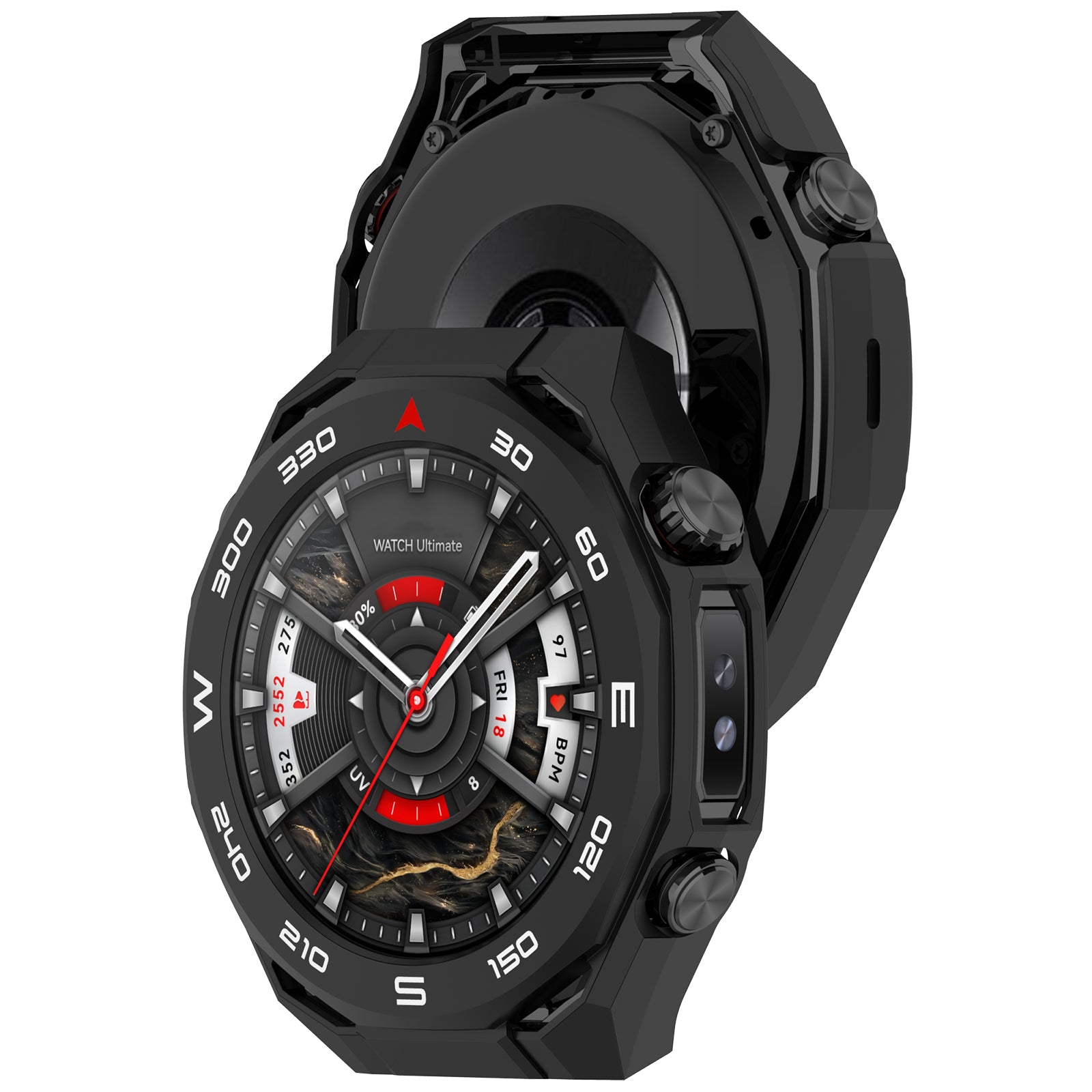 Coque PC avec verre Huawei Watch Ultimate 2 (noir)