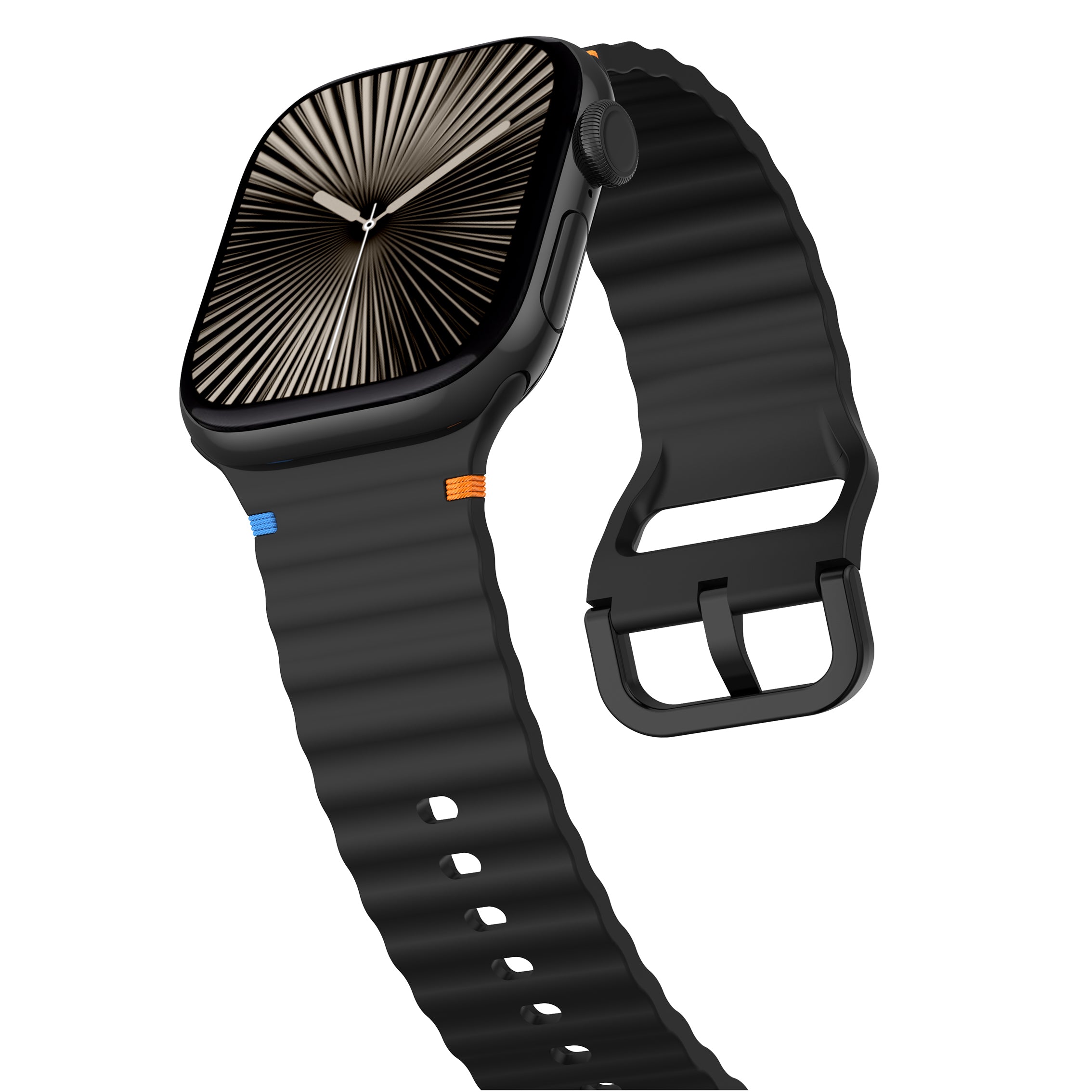 Bracelet silicone ondulé Apple Watch Ultra (noir)