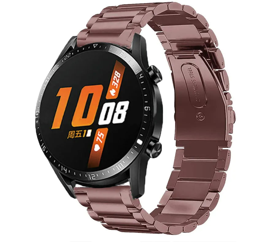 Steel Strap, bronze, on a watch, 3/4 front view